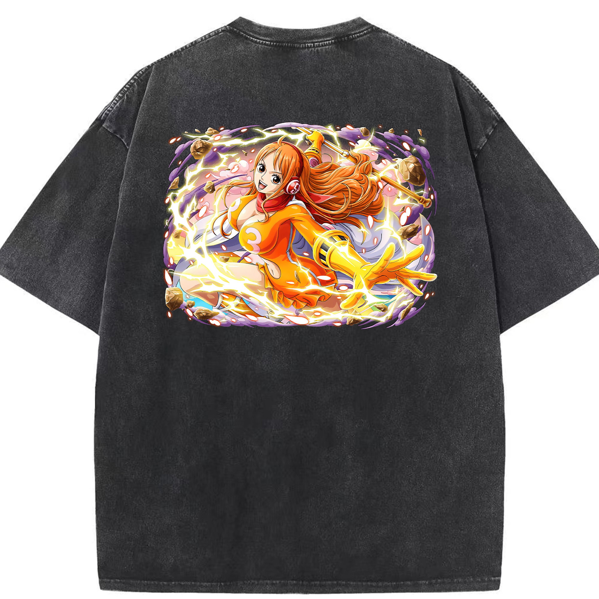 ワンピース ナミ ONE PIECE Nami 綿100% ヴィンテージ風 半袖Tシャツ（背面プリント）