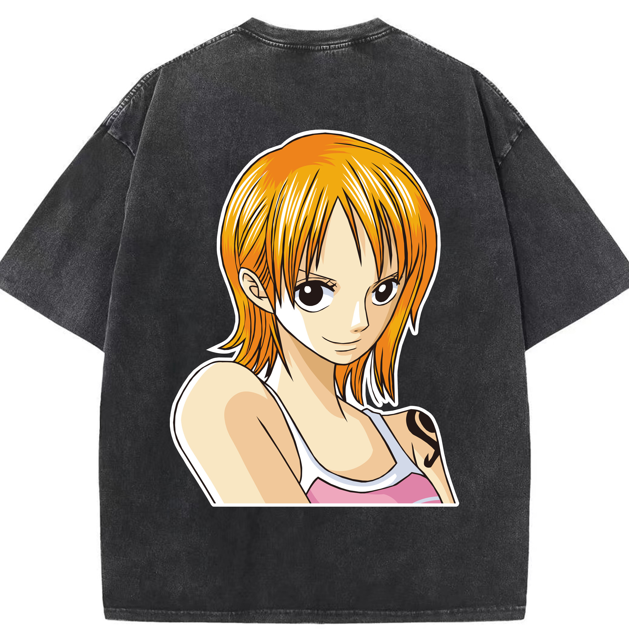 ワンピース ナミ ONE PIECE Nami 綿100% ヴィンテージ風 半袖Tシャツ（背面プリント）