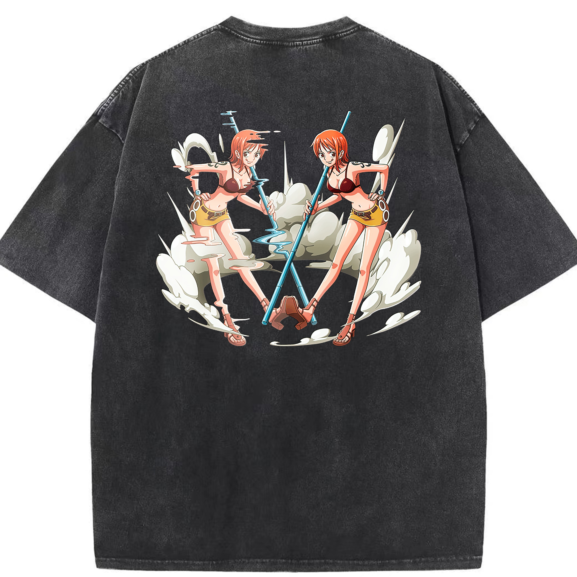 ワンピース ナミ ONE PIECE Nami 綿100% ヴィンテージ風 半袖Tシャツ（背面プリント）