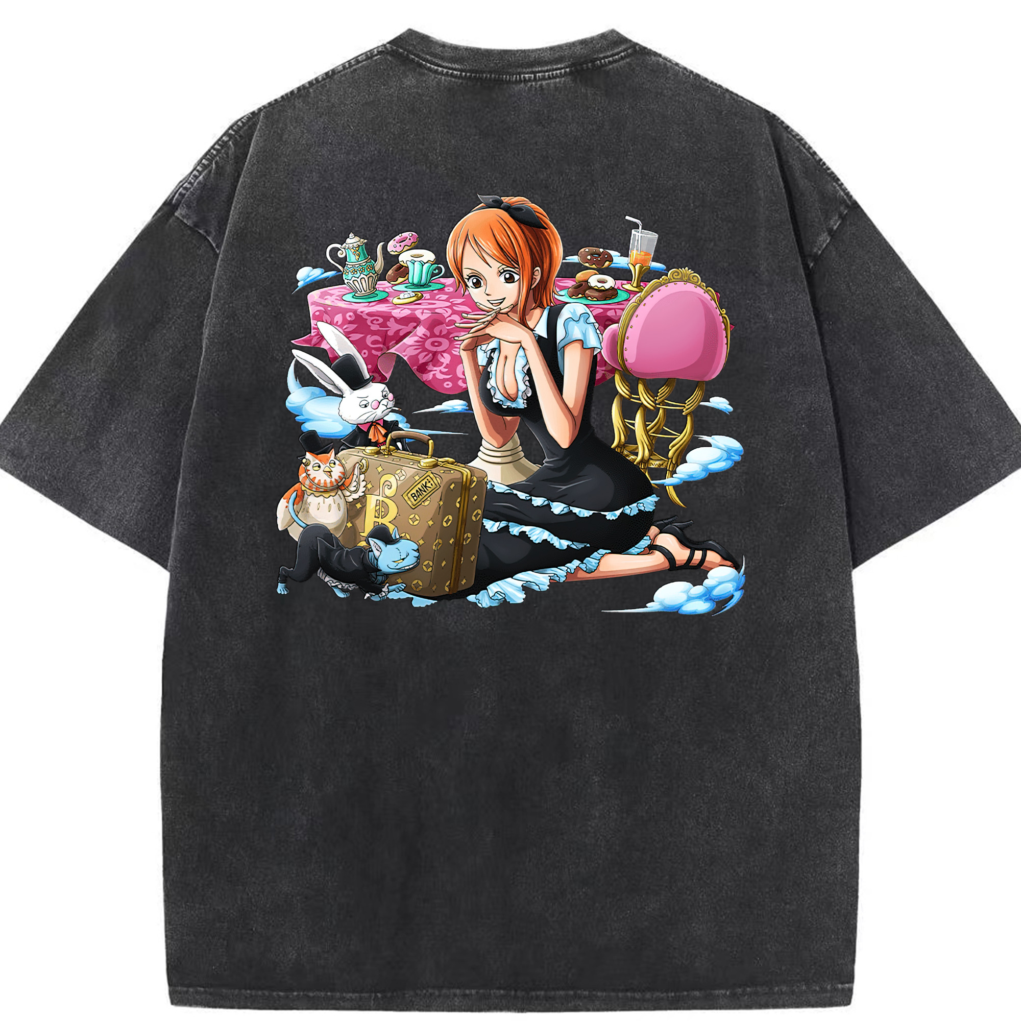 ワンピース ナミ ONE PIECE Nami 綿100% ヴィンテージ風 半袖Tシャツ（背面プリント）