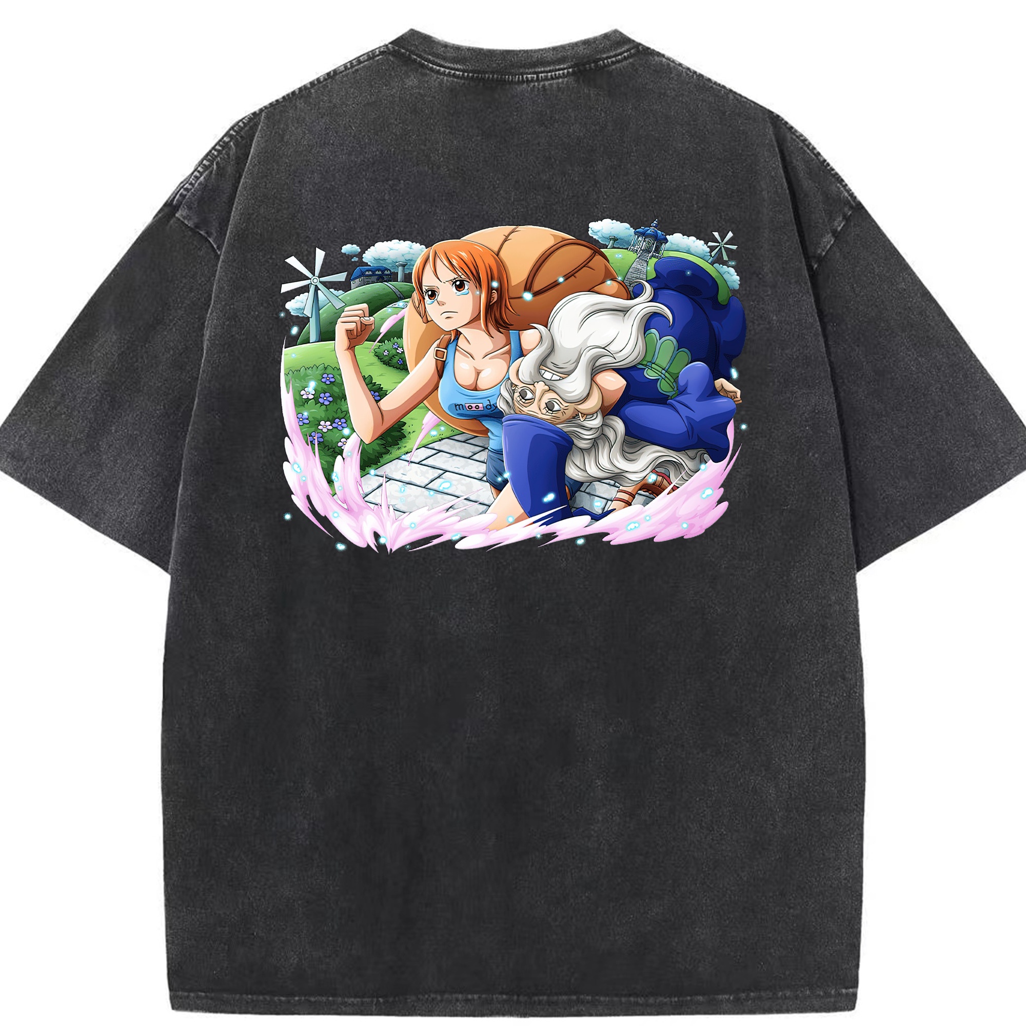 ワンピース ナミ ONE PIECE Nami 綿100% ヴィンテージ風 半袖Tシャツ（背面プリント）