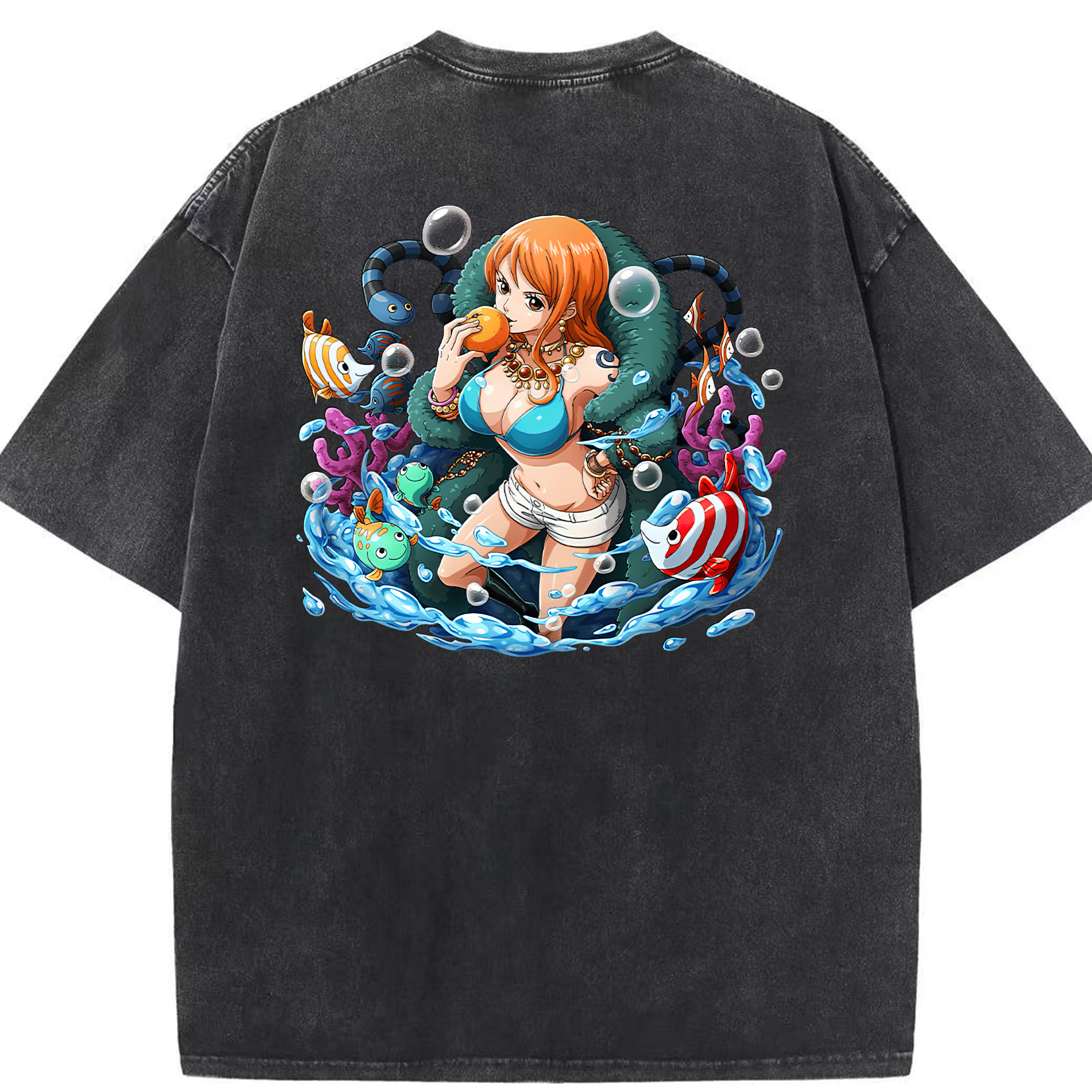 ワンピース ナミ ONE PIECE Nami 綿100% ヴィンテージ風 半袖Tシャツ（背面プリント）
