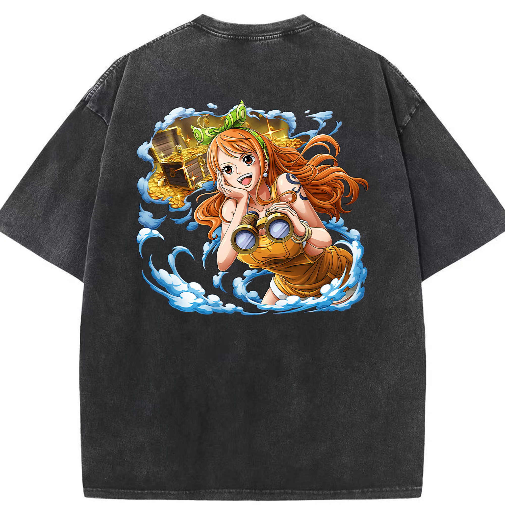 ワンピース ナミ ONE PIECE Nami 綿100% ヴィンテージ風 半袖Tシャツ（背面プリント）