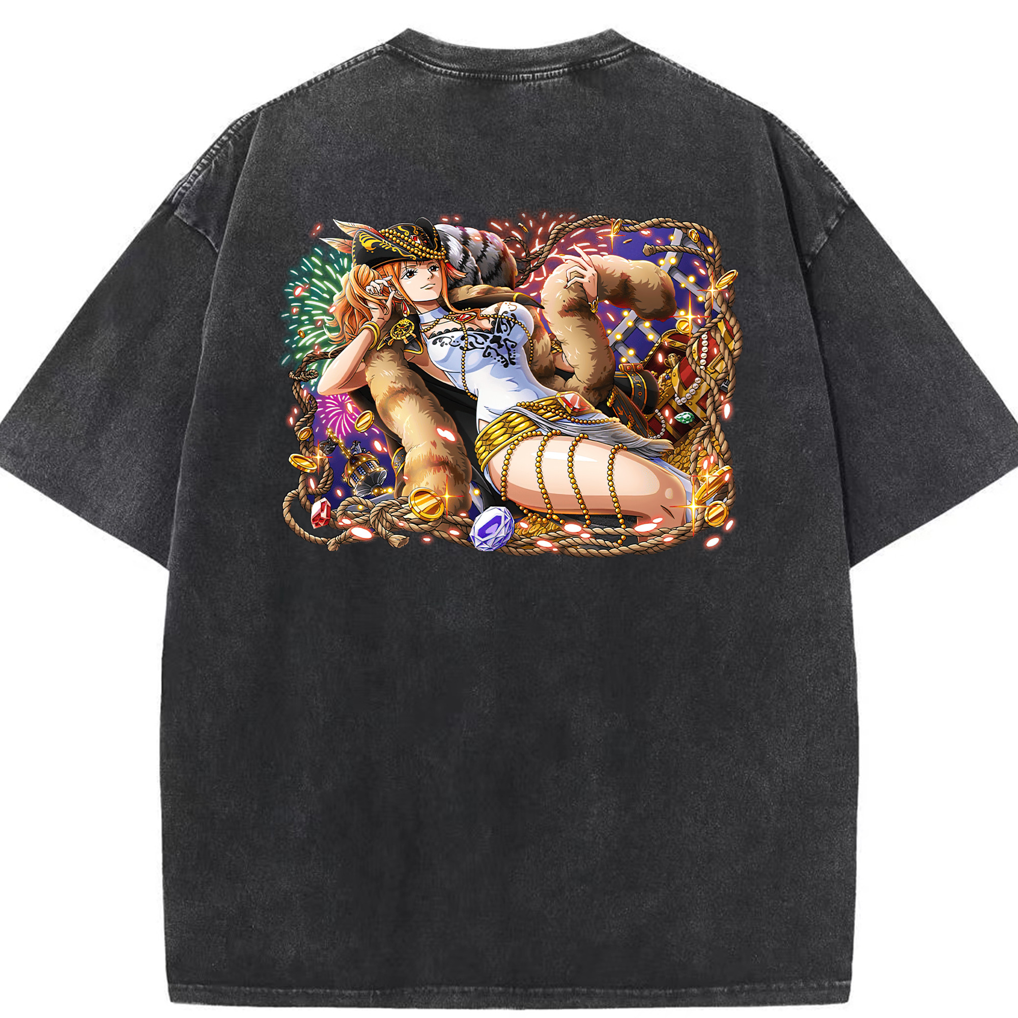 ワンピース ナミ ONE PIECE Nami 綿100% ヴィンテージ風 半袖Tシャツ（背面プリント）