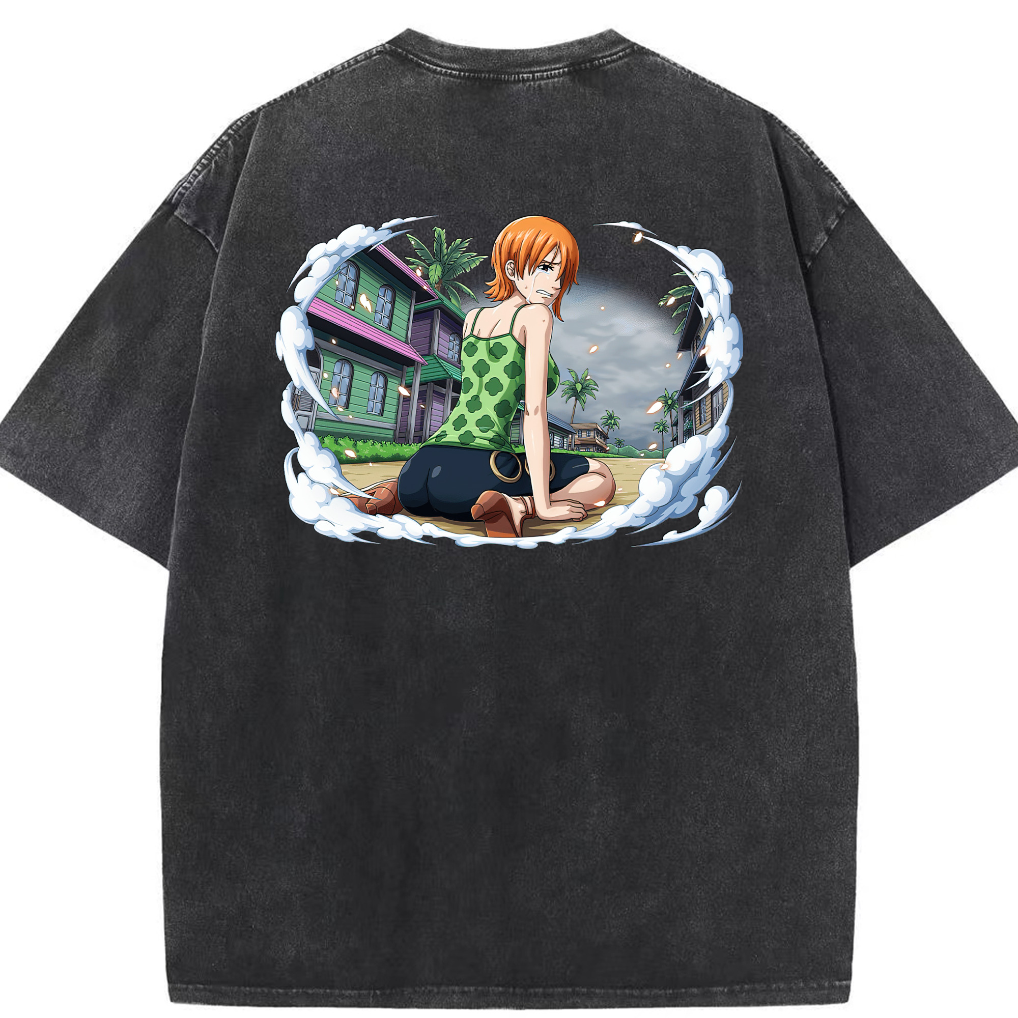 ワンピース ナミ ONE PIECE Nami 綿100% ヴィンテージ風 半袖Tシャツ（背面プリント）