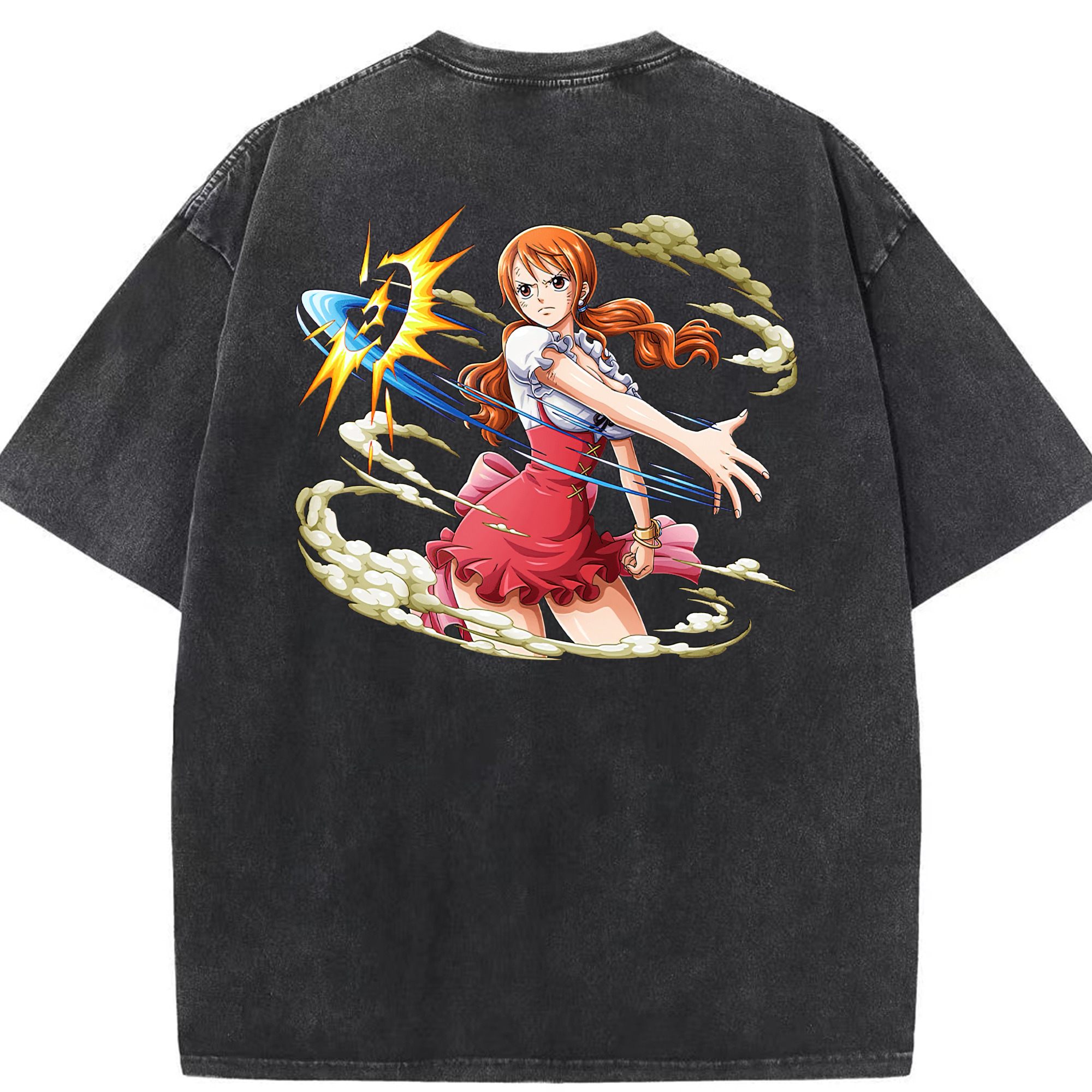 ワンピース ナミ ONE PIECE Nami 綿100% ヴィンテージ風 半袖Tシャツ（背面プリント）