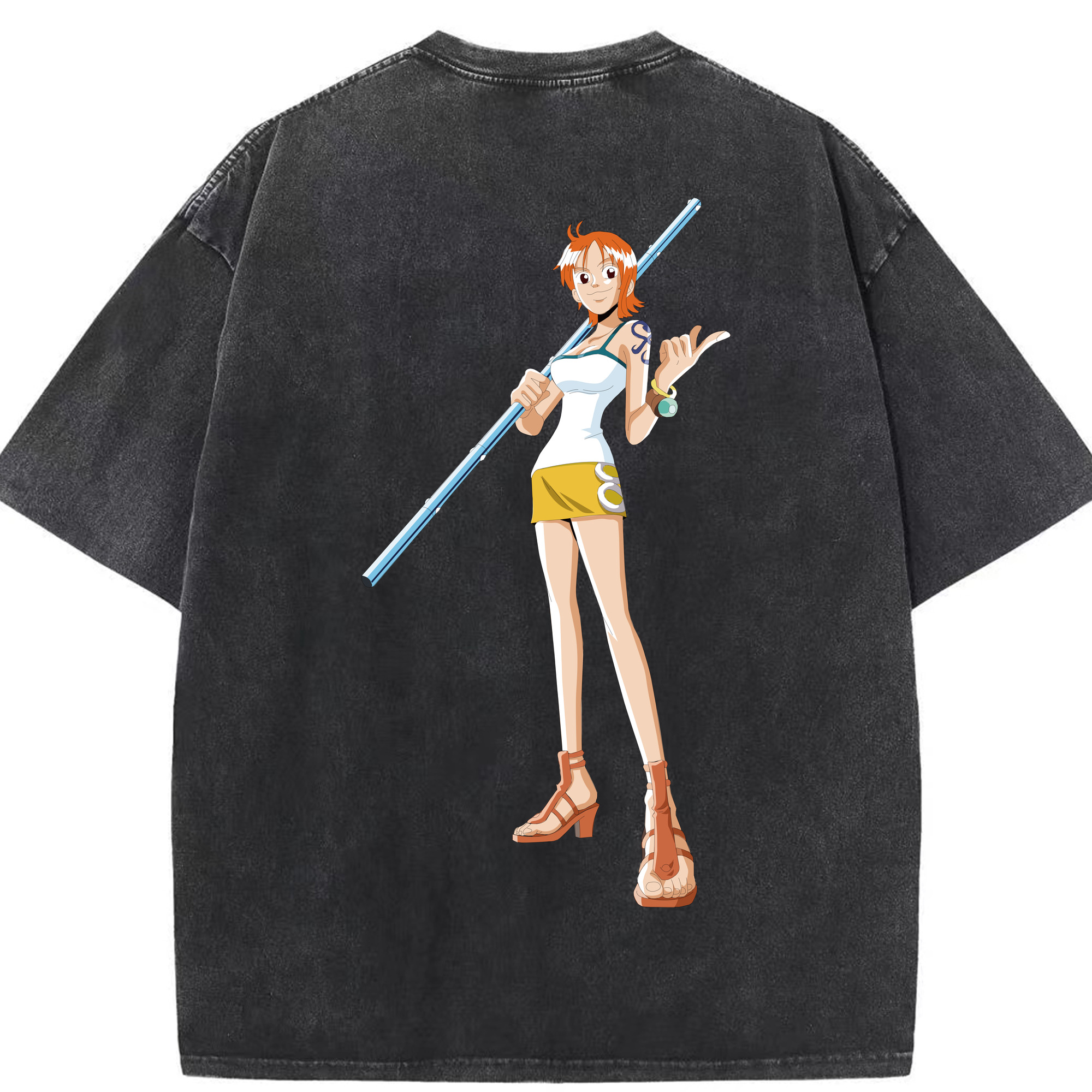 ワンピース ナミ ONE PIECE Nami 綿100% ヴィンテージ風 半袖Tシャツ（背面プリント）