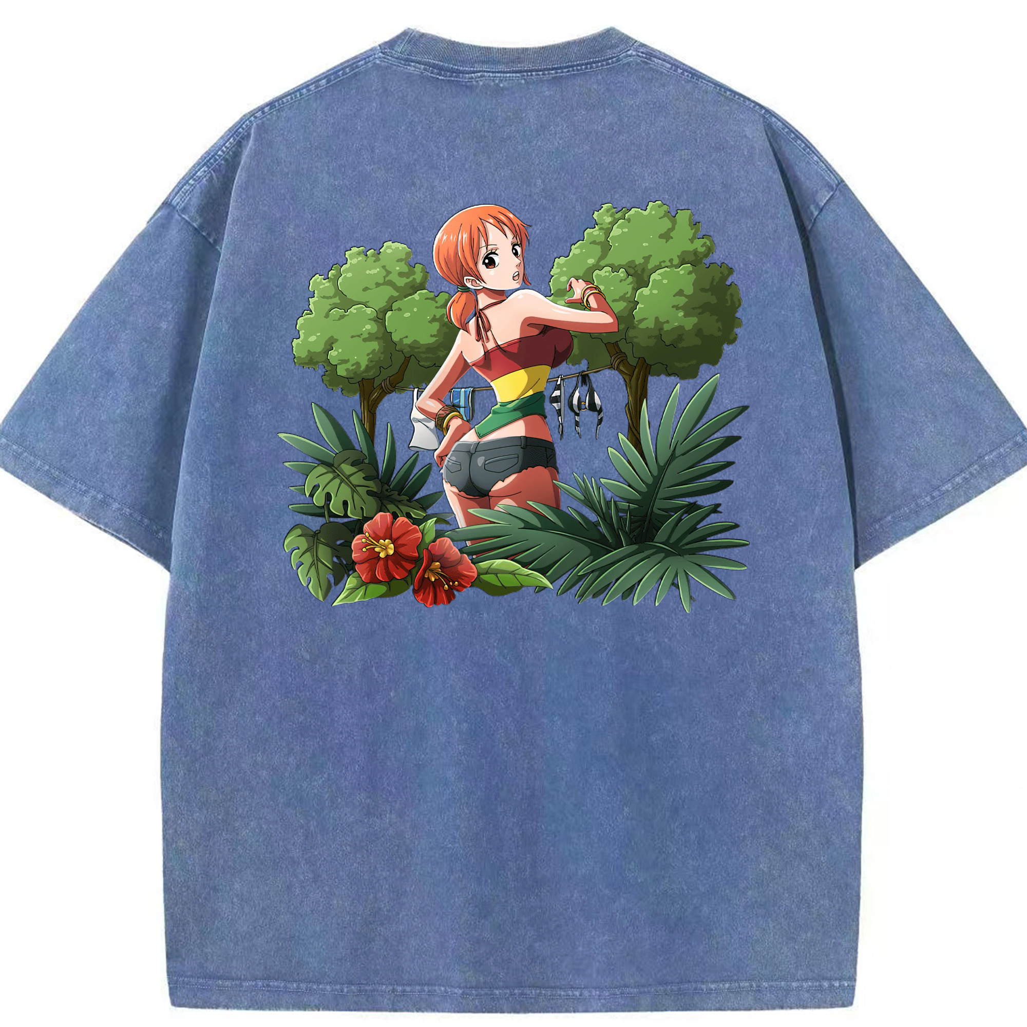 ワンピース ナミ ONE PIECE Nami 綿100% ヴィンテージ風 半袖Tシャツ（背面プリント）