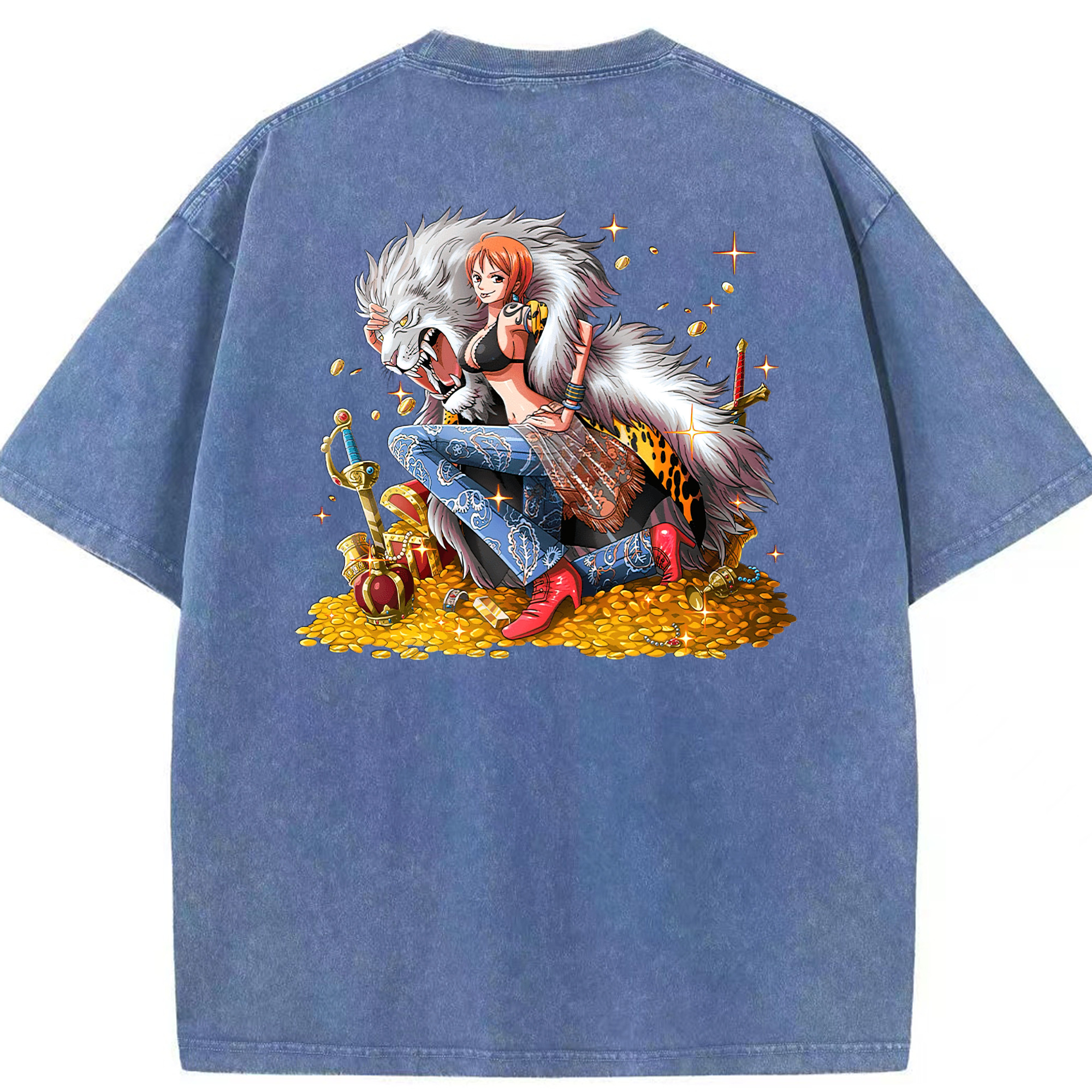 ワンピース ナミ ONE PIECE Nami 綿100% ヴィンテージ風 半袖Tシャツ（背面プリント）