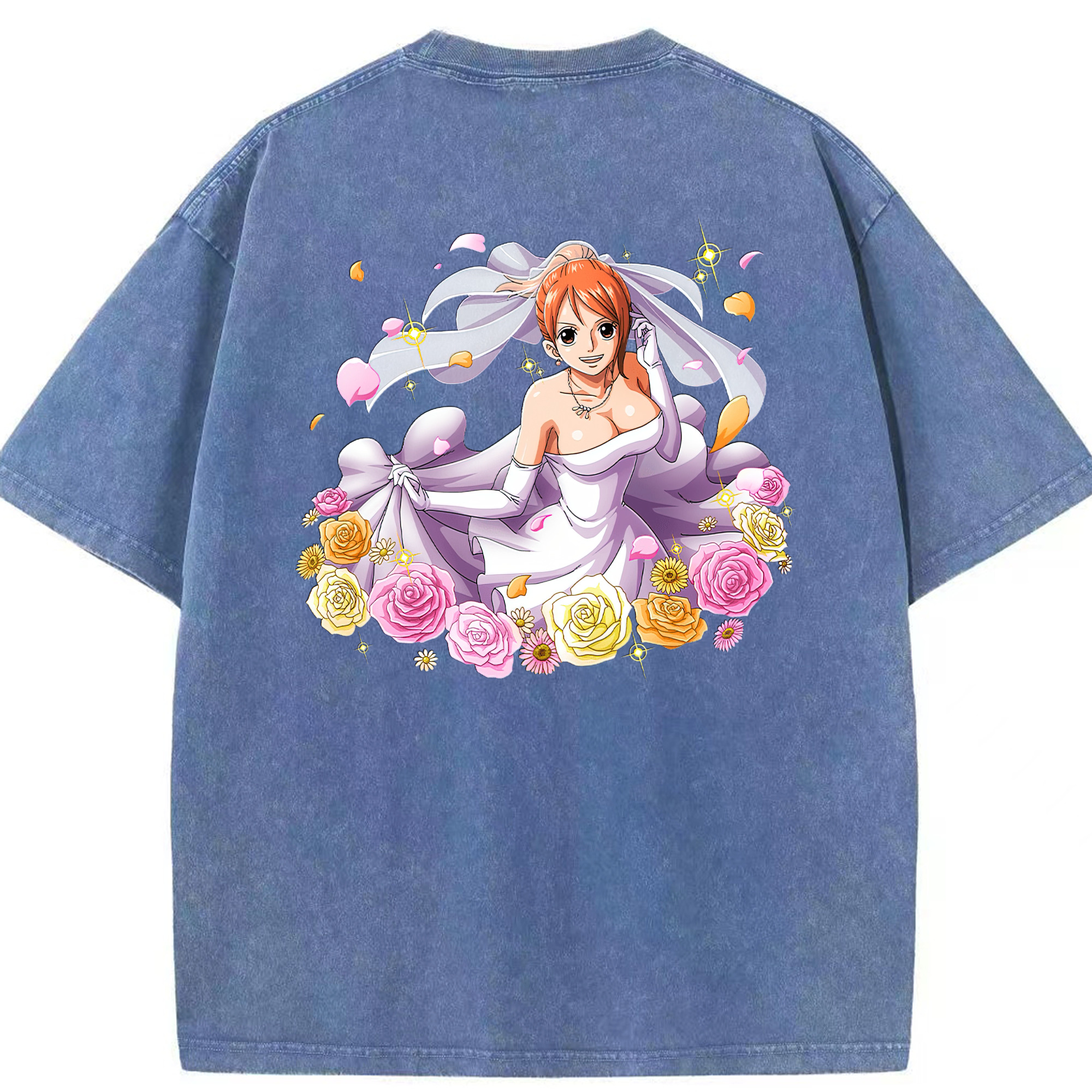 ワンピース ナミ ONE PIECE Nami 綿100% ヴィンテージ風 半袖Tシャツ（背面プリント）
