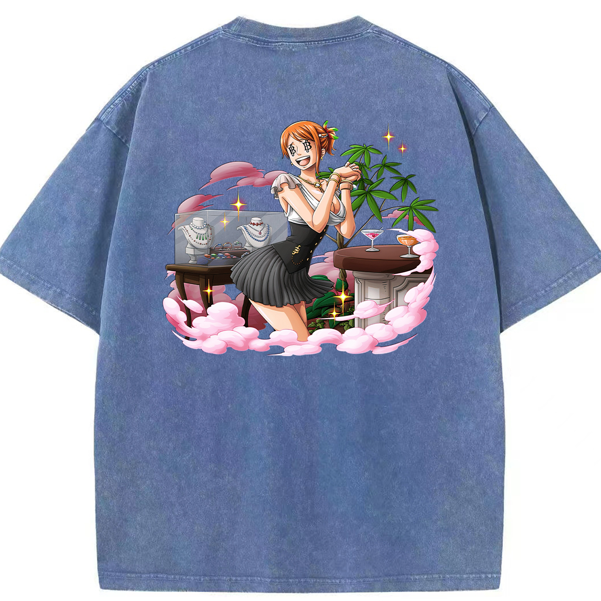 ワンピース ナミ ONE PIECE Nami 綿100% ヴィンテージ風 半袖Tシャツ（背面プリント）