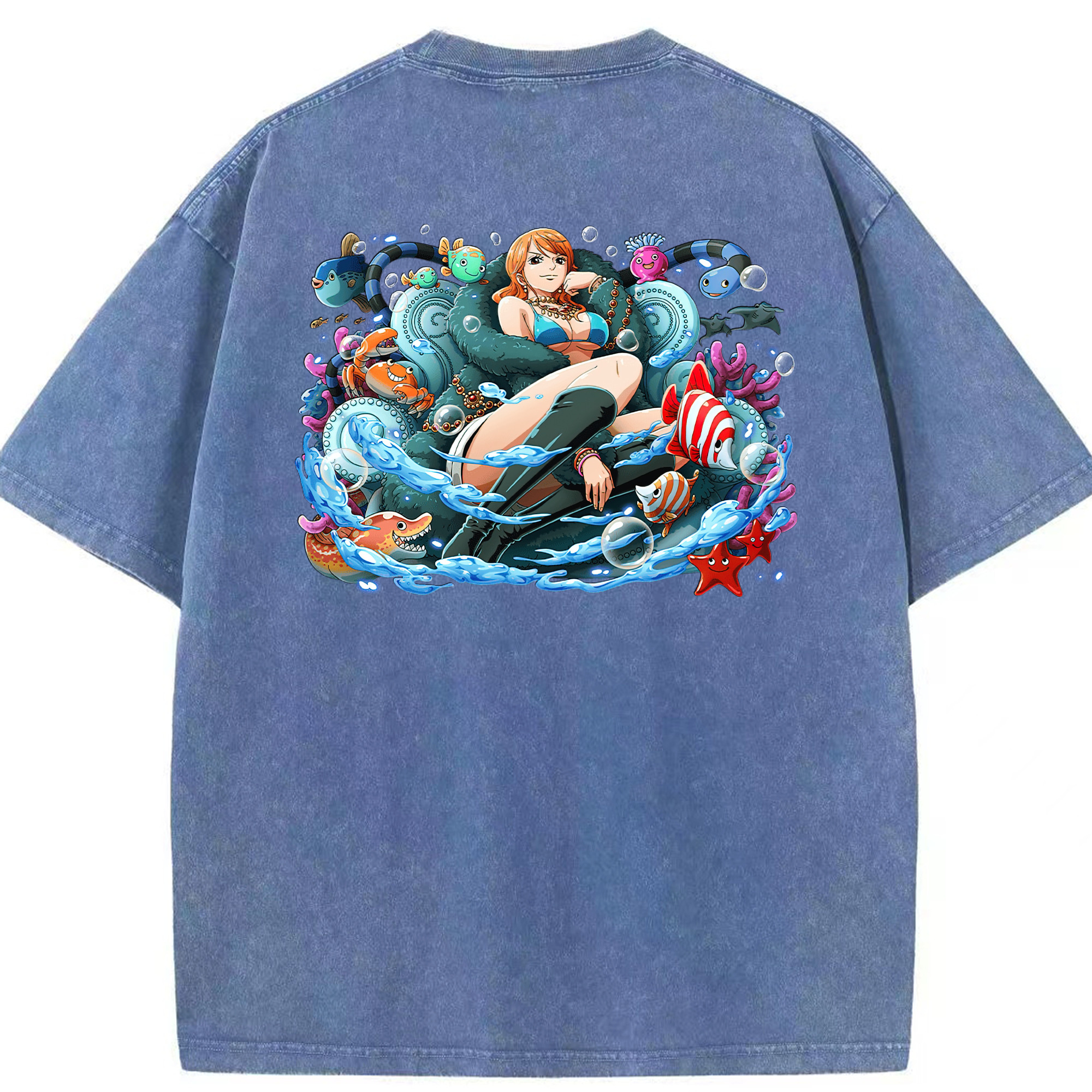 ワンピース ナミ ONE PIECE Nami 綿100% ヴィンテージ風 半袖Tシャツ（背面プリント）