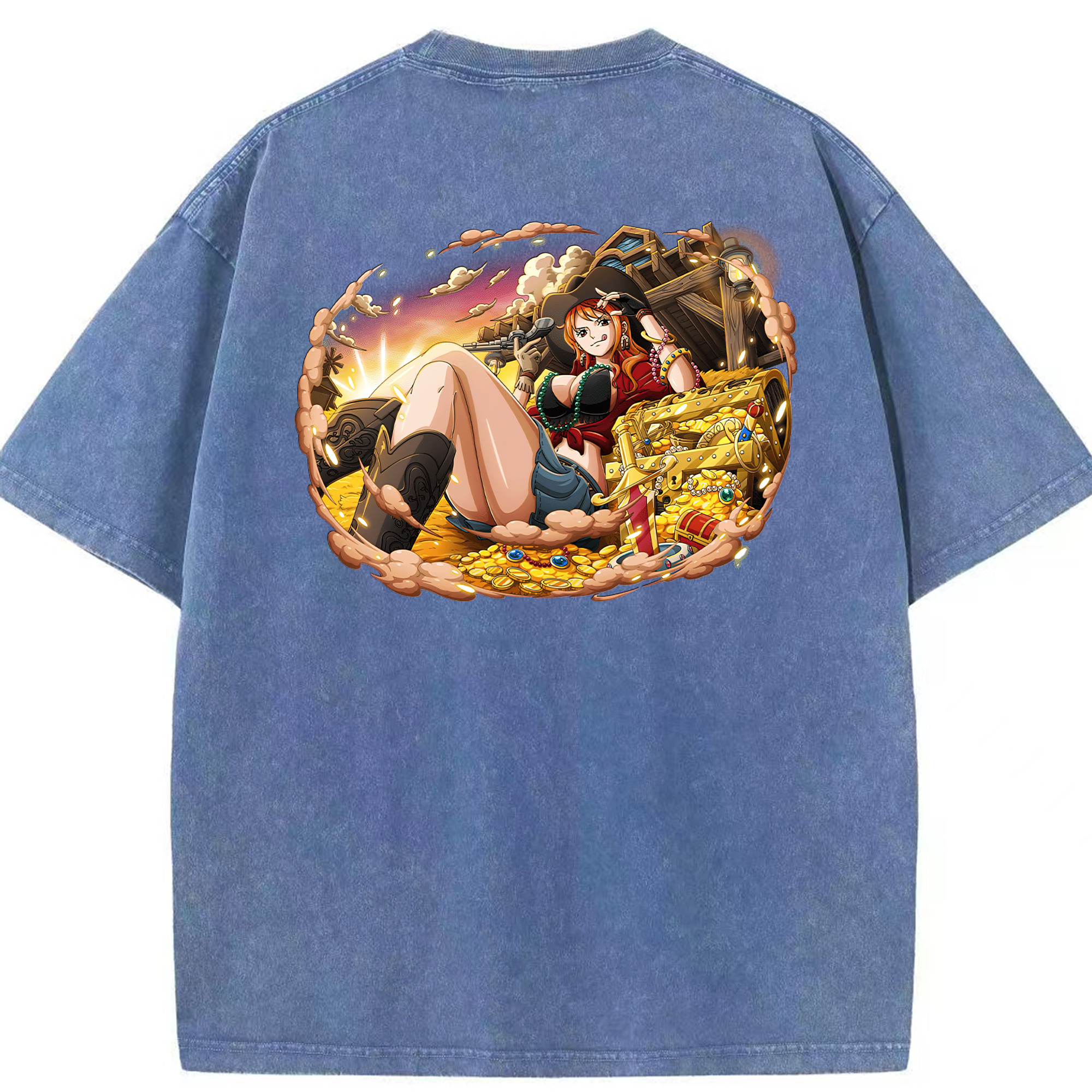ワンピース ナミ ONE PIECE Nami 綿100% ヴィンテージ風 半袖Tシャツ（背面プリント）