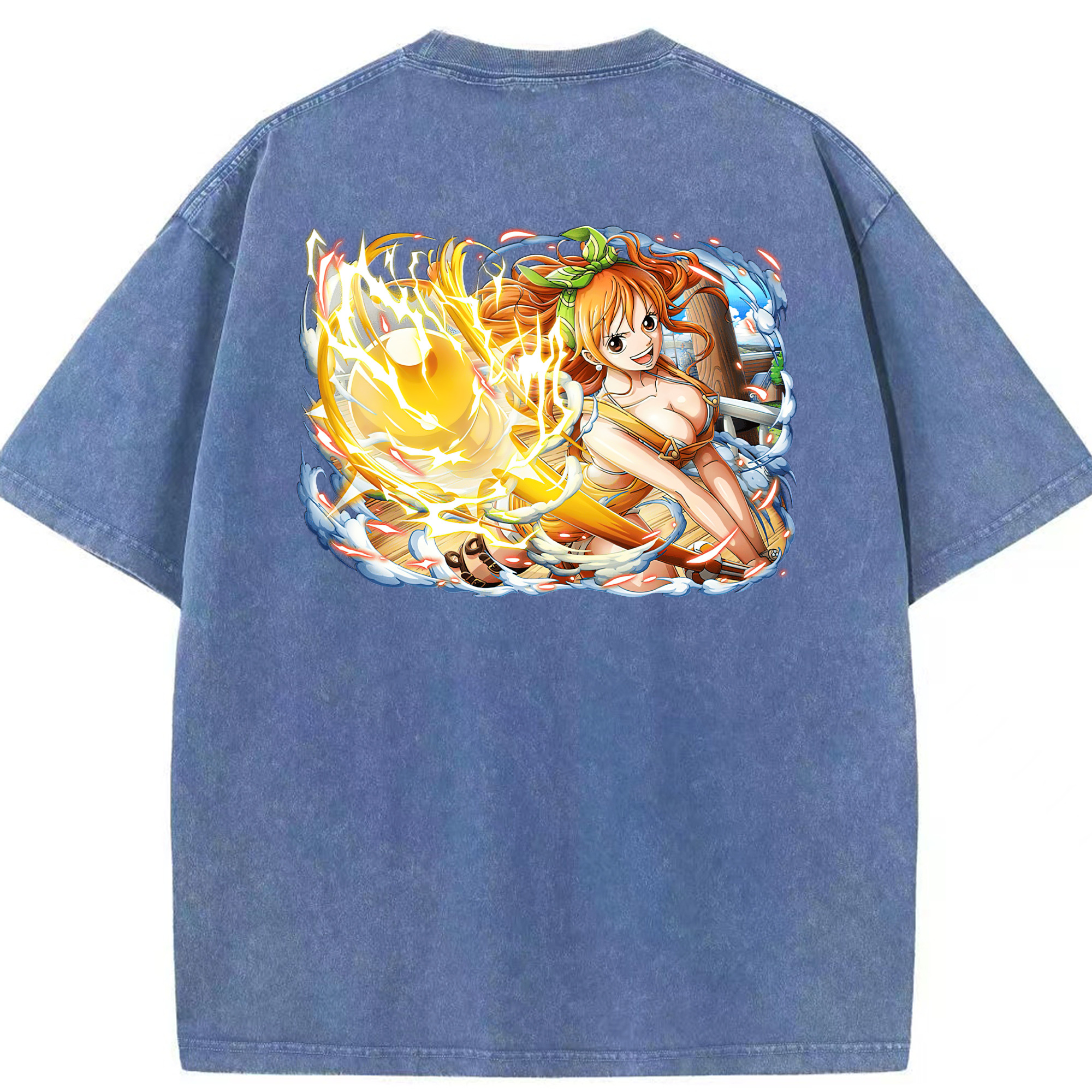 ワンピース ナミ ONE PIECE Nami 綿100% ヴィンテージ風 半袖Tシャツ（背面プリント）