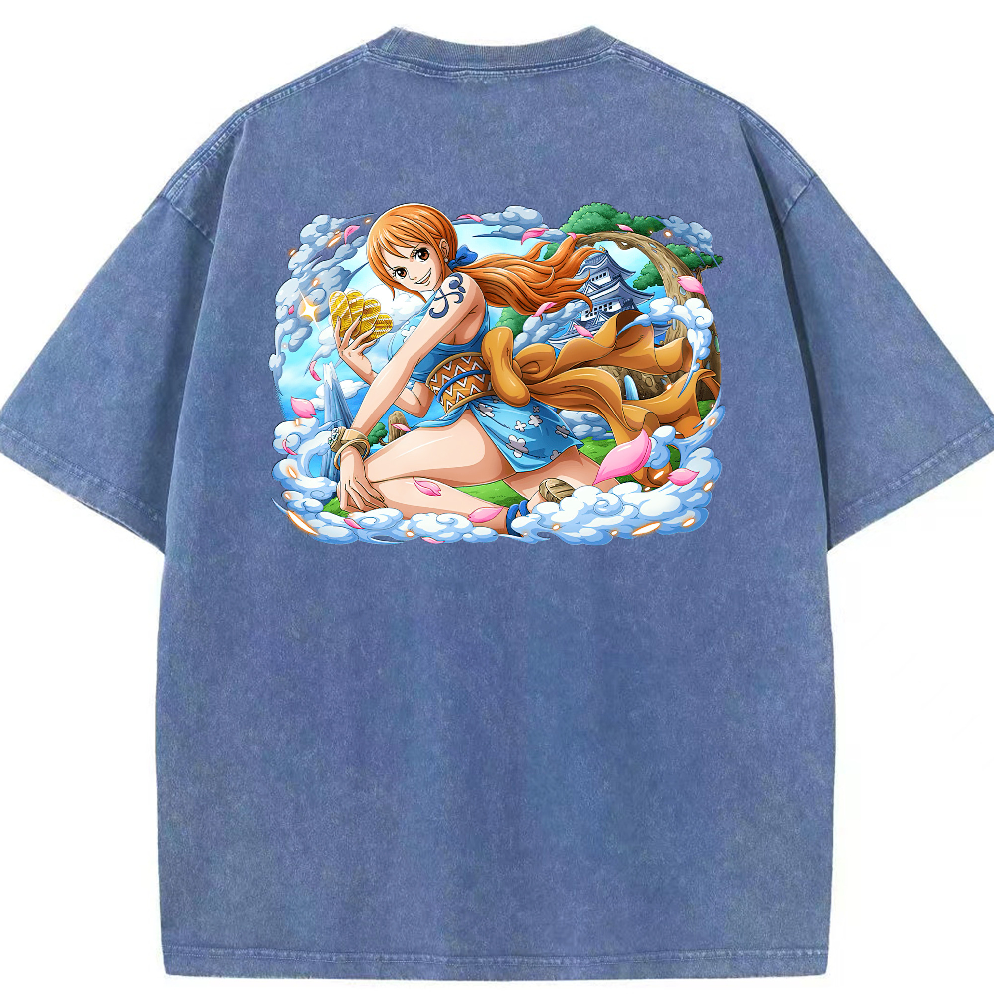 ワンピース ナミ ONE PIECE Nami 綿100% ヴィンテージ風 半袖Tシャツ（背面プリント）