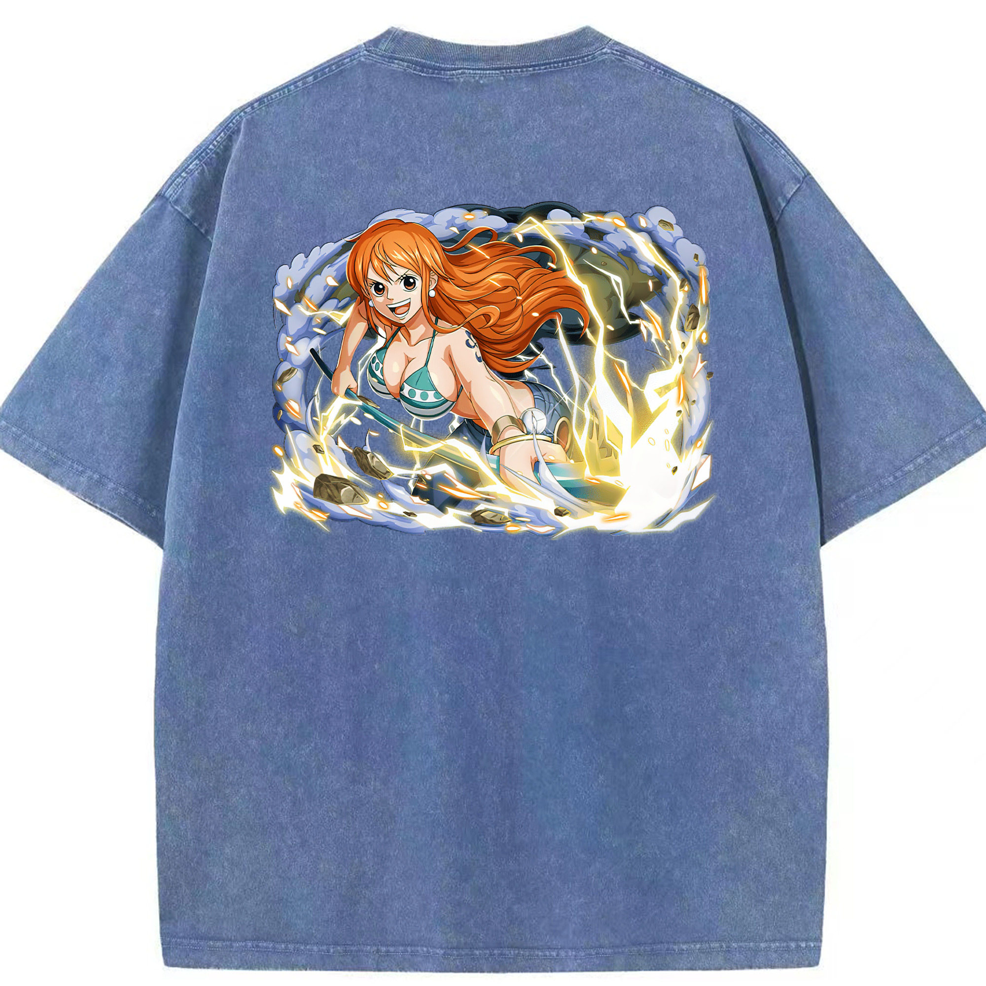 ワンピース ナミ ONE PIECE Nami 綿100% ヴィンテージ風 半袖Tシャツ（背面プリント）