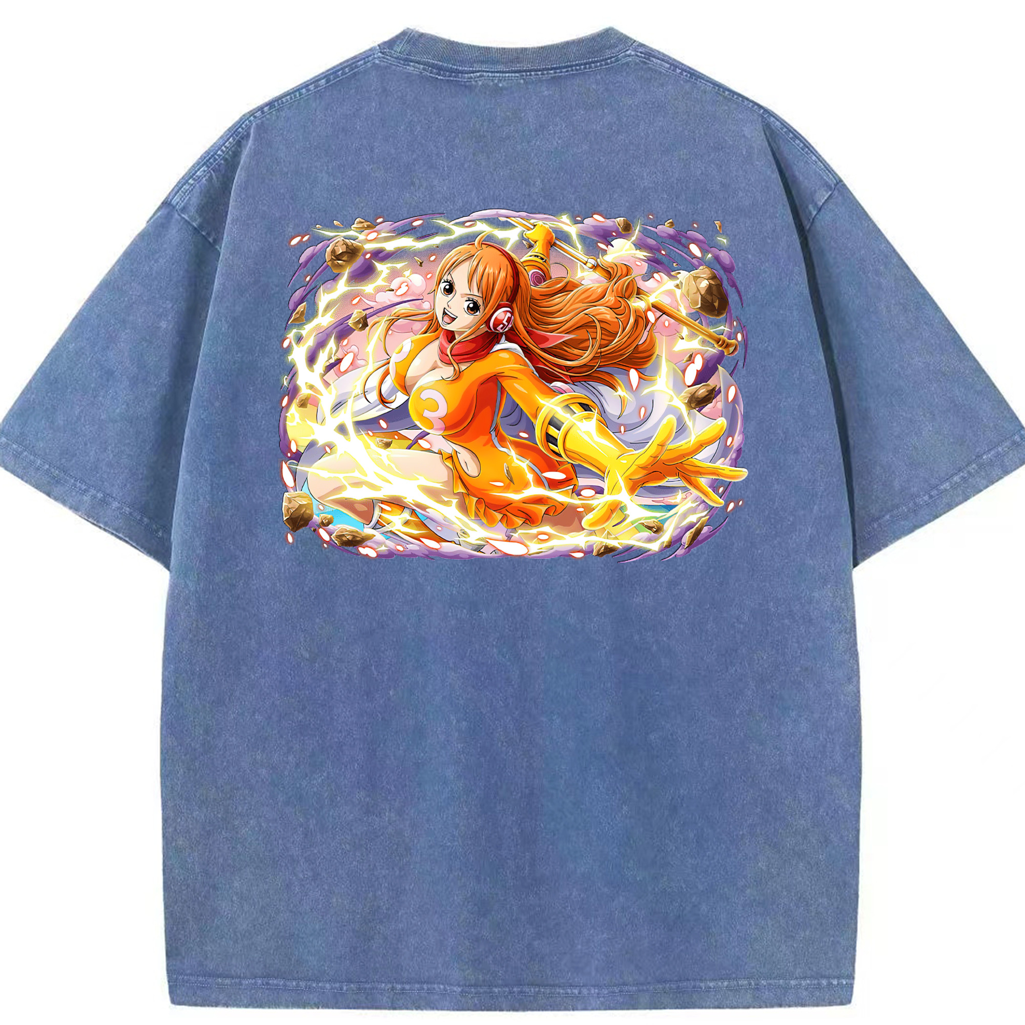 ワンピース ナミ ONE PIECE Nami 綿100% ヴィンテージ風 半袖Tシャツ（背面プリント）