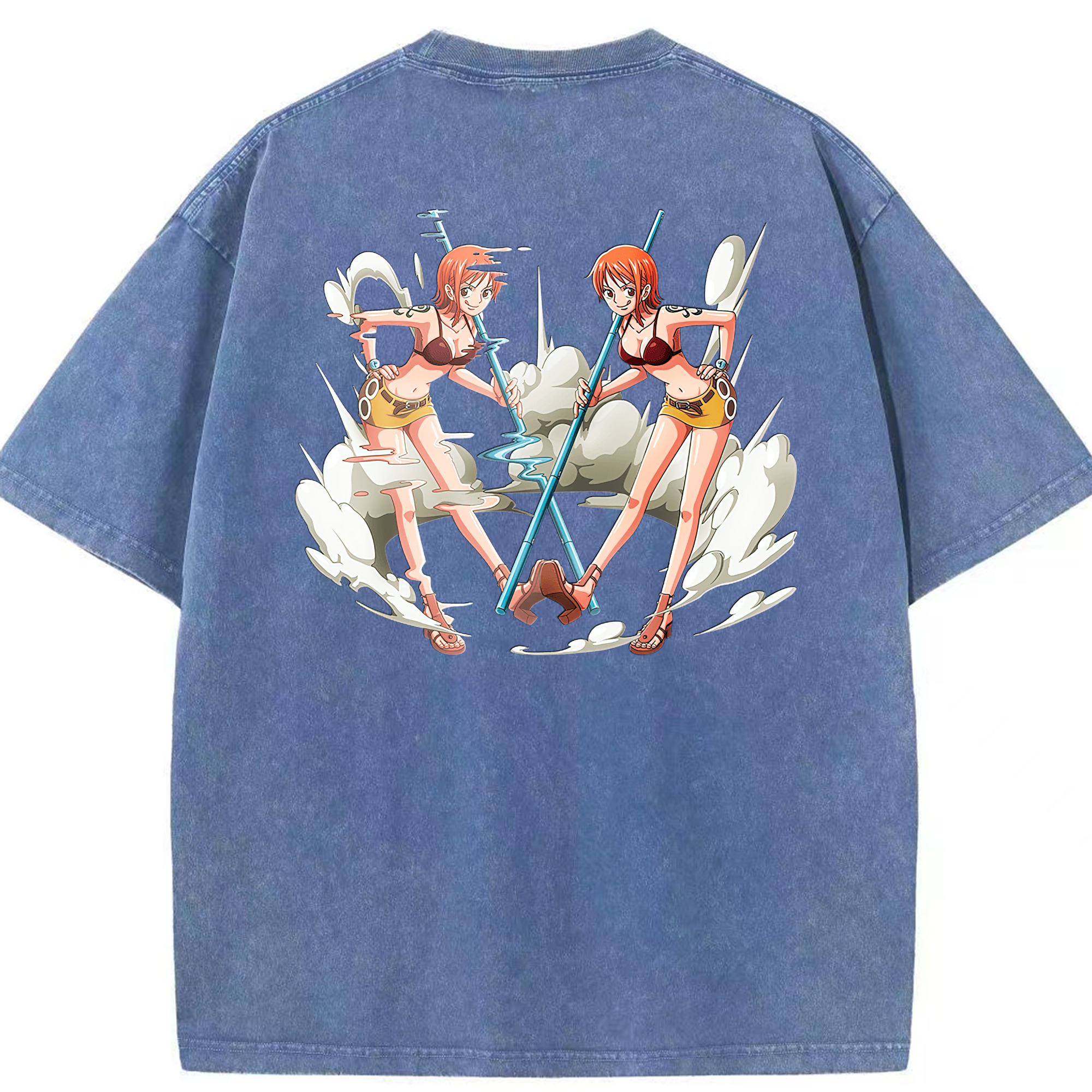 ワンピース ナミ ONE PIECE Nami 綿100% ヴィンテージ風 半袖Tシャツ（背面プリント）