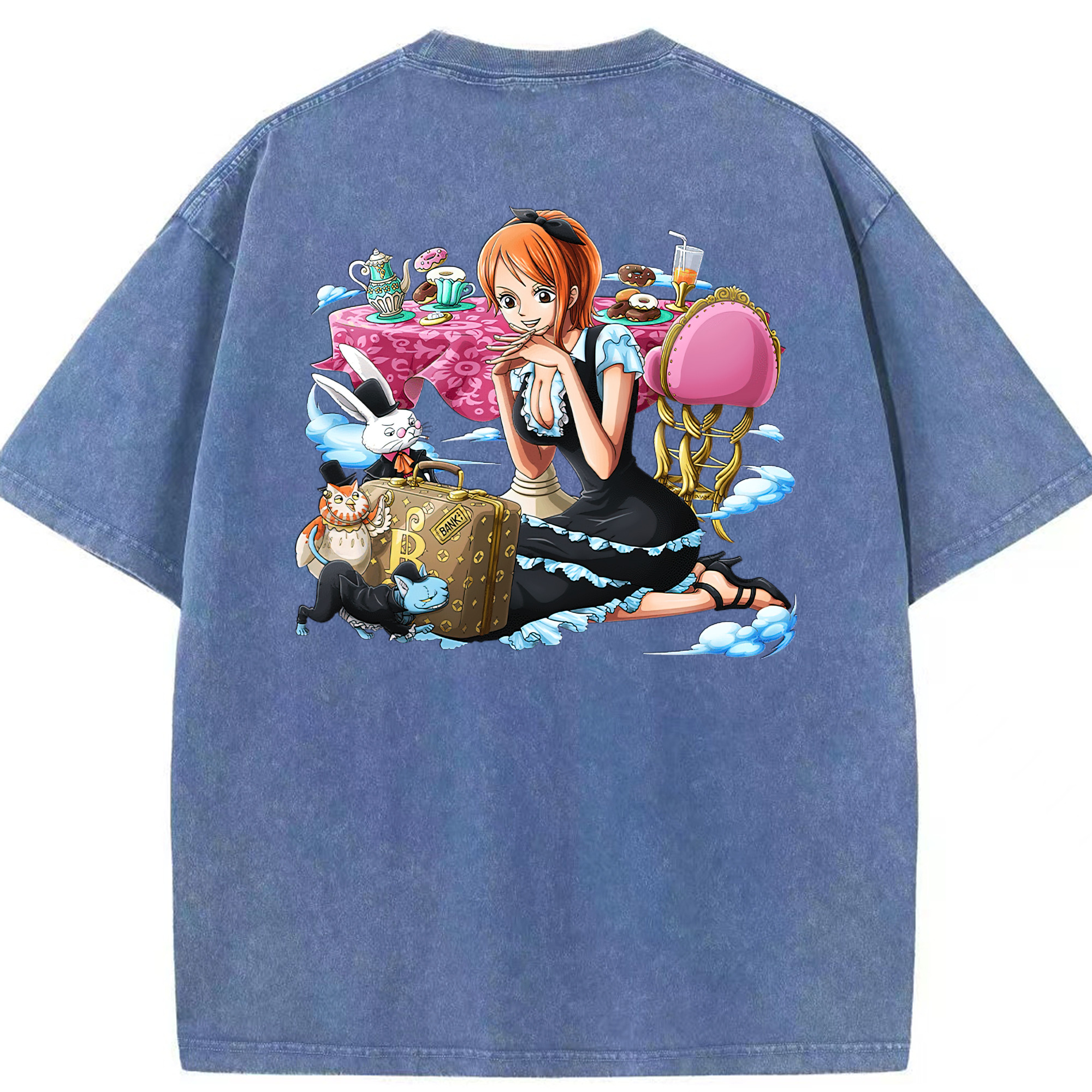 ワンピース ナミ ONE PIECE Nami 綿100% ヴィンテージ風 半袖Tシャツ（背面プリント）