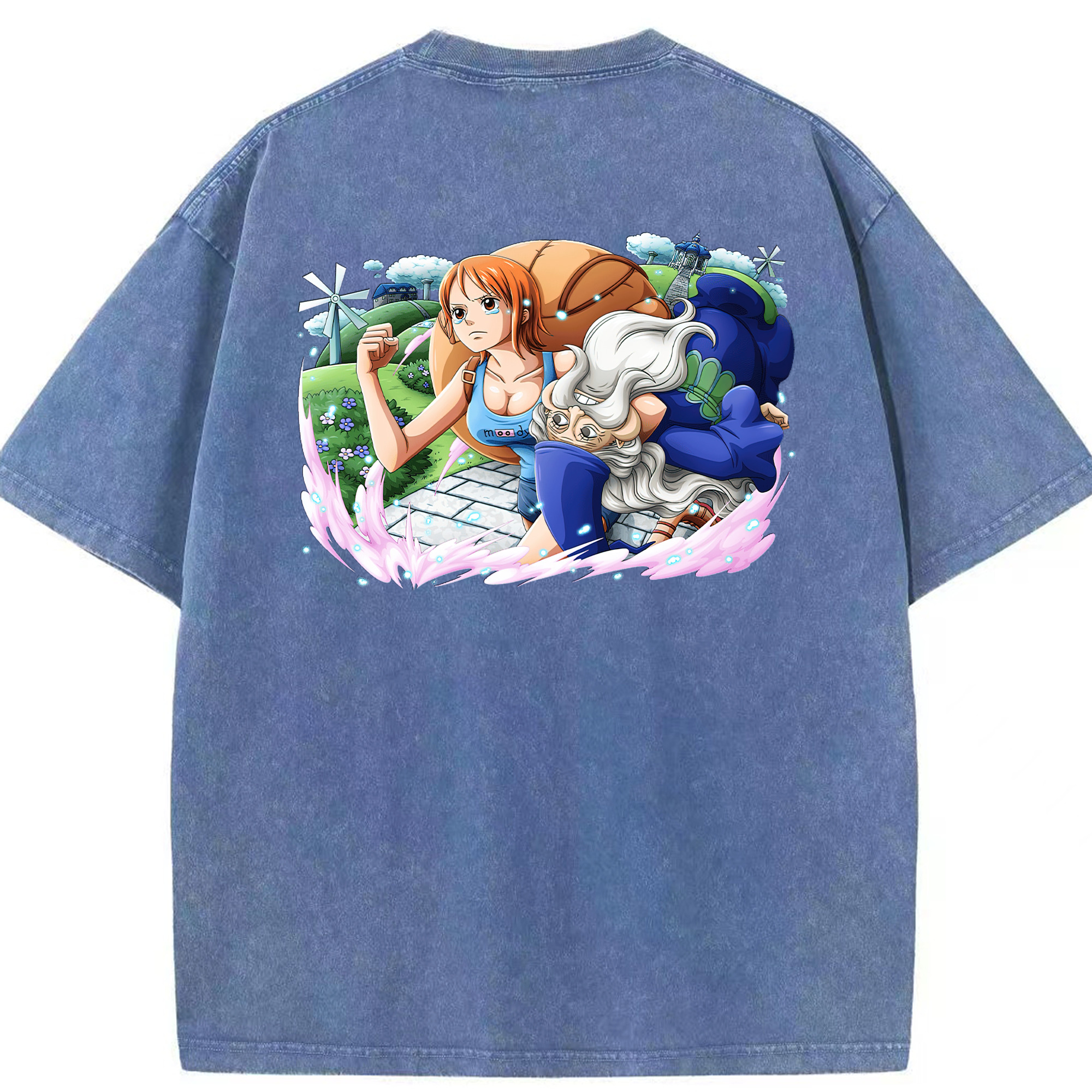 ワンピース ナミ ONE PIECE Nami 綿100% ヴィンテージ風 半袖Tシャツ（背面プリント）