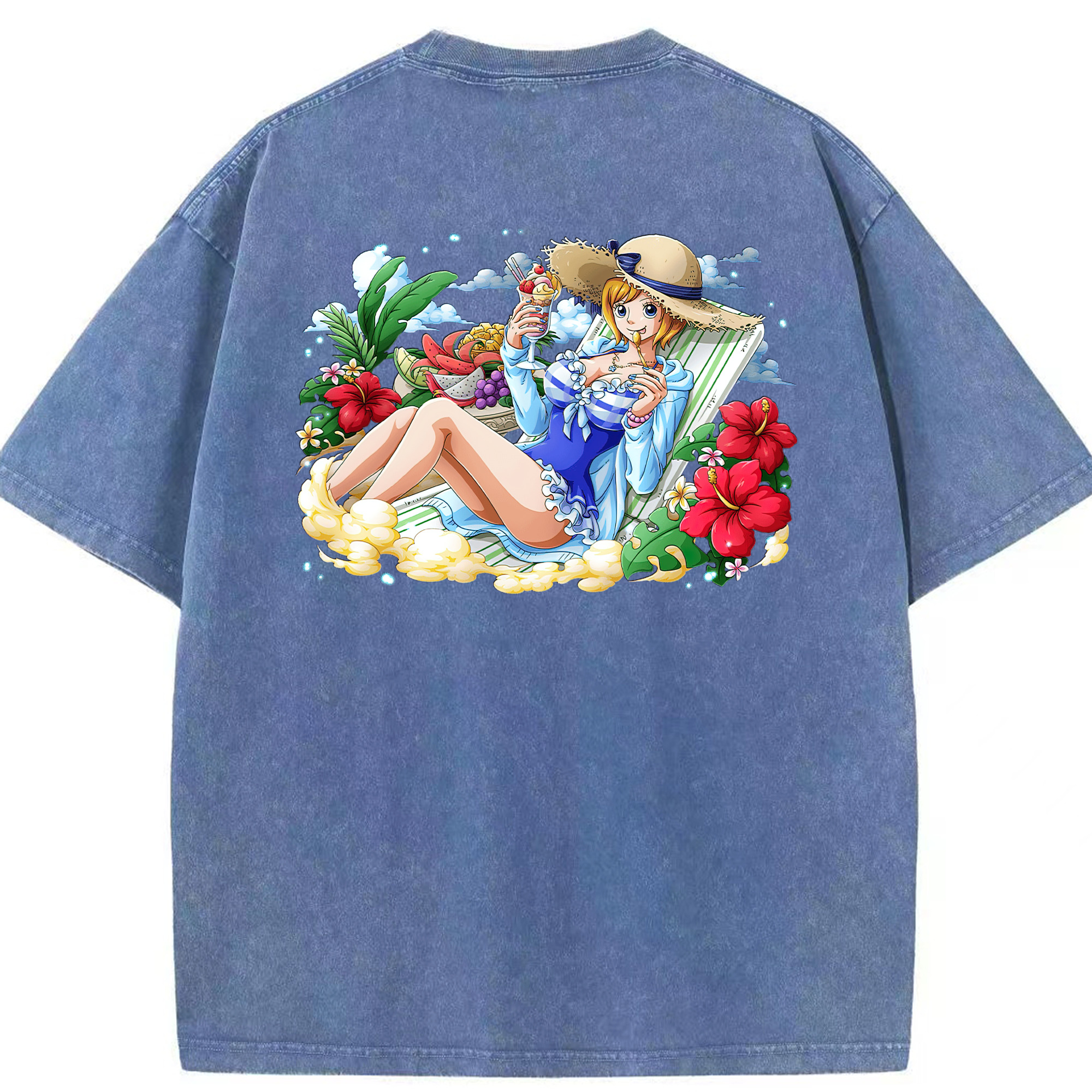 ワンピース ナミ ONE PIECE Nami 綿100% ヴィンテージ風 半袖Tシャツ（背面プリント）