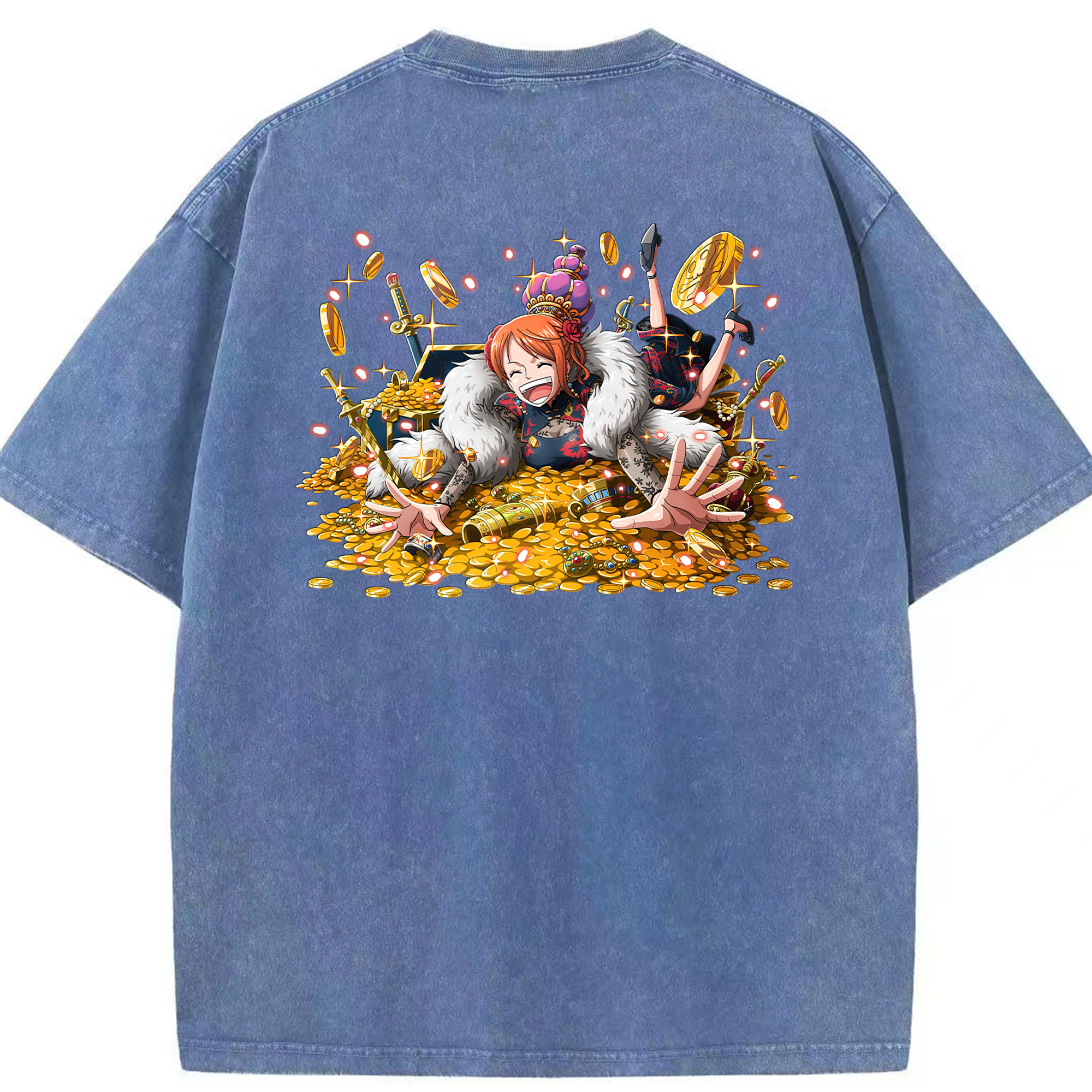 ワンピース ナミ ONE PIECE Nami 綿100% ヴィンテージ風 半袖Tシャツ（背面プリント）