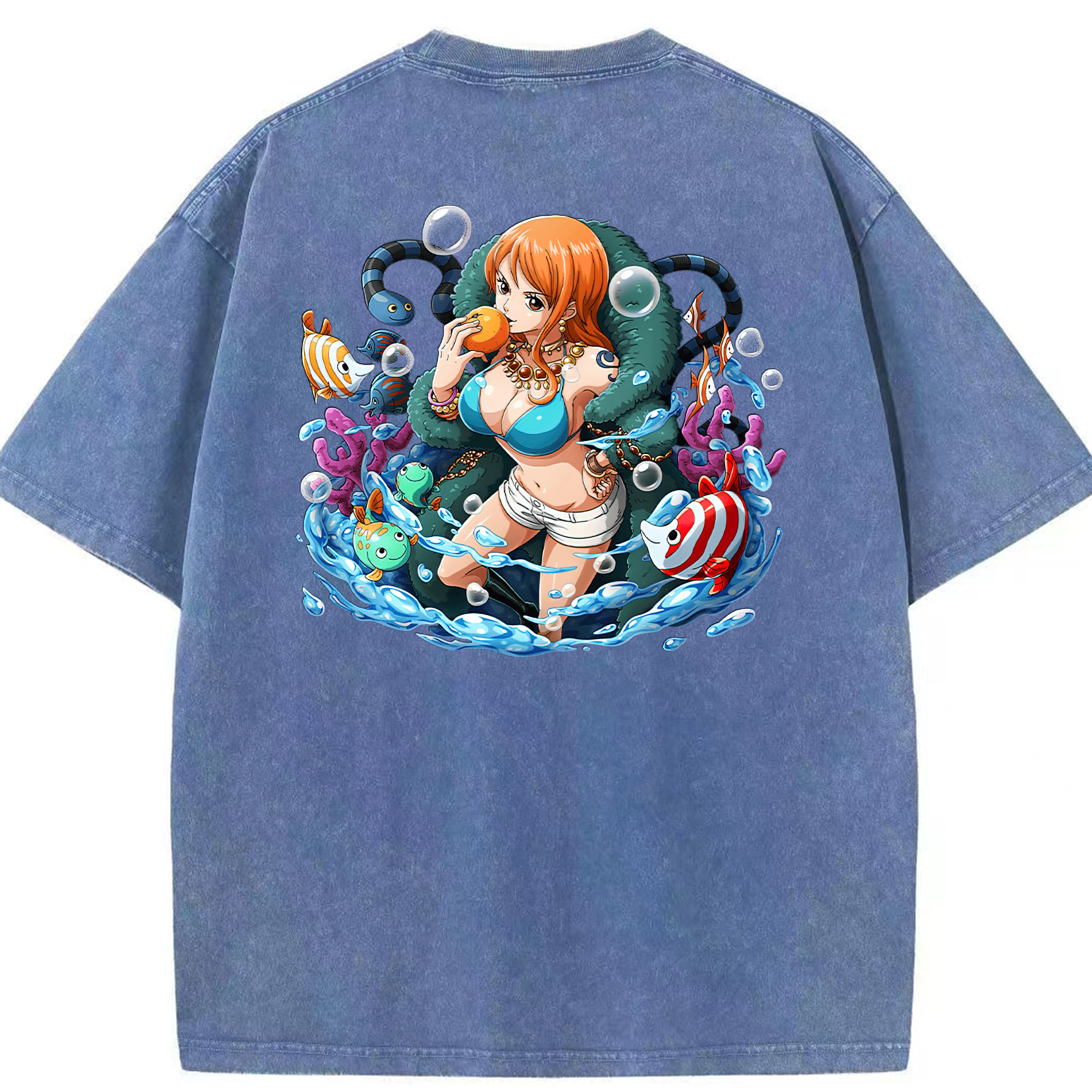 ワンピース ナミ ONE PIECE Nami 綿100% ヴィンテージ風 半袖Tシャツ（背面プリント）