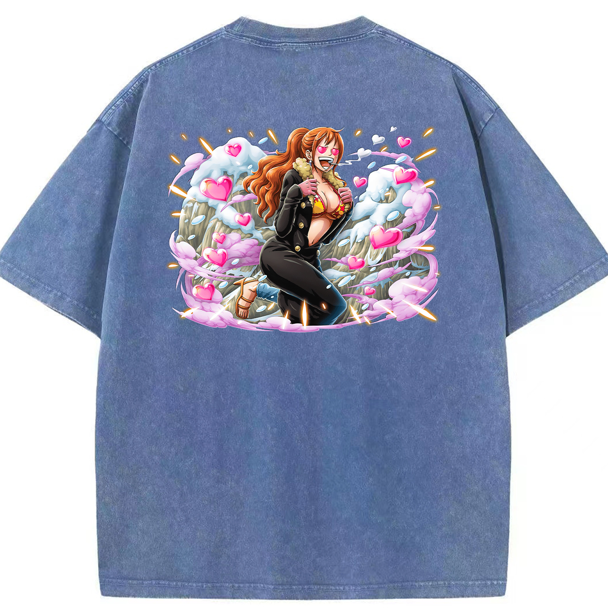 ワンピース ナミ ONE PIECE Nami 綿100% ヴィンテージ風 半袖Tシャツ（背面プリント）