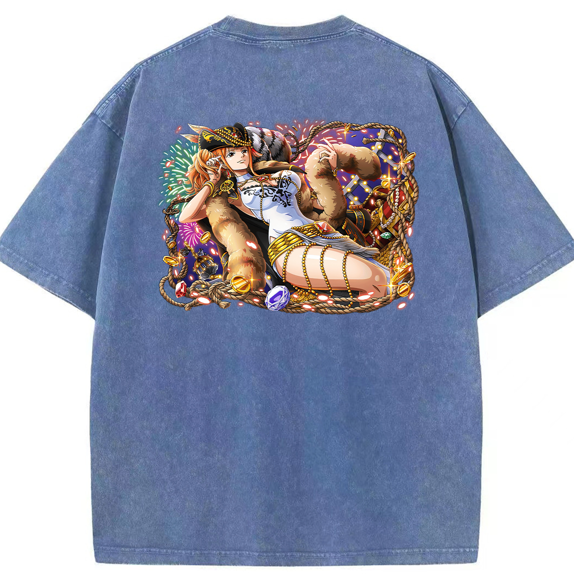 ワンピース ナミ ONE PIECE Nami 綿100% ヴィンテージ風 半袖Tシャツ（背面プリント）