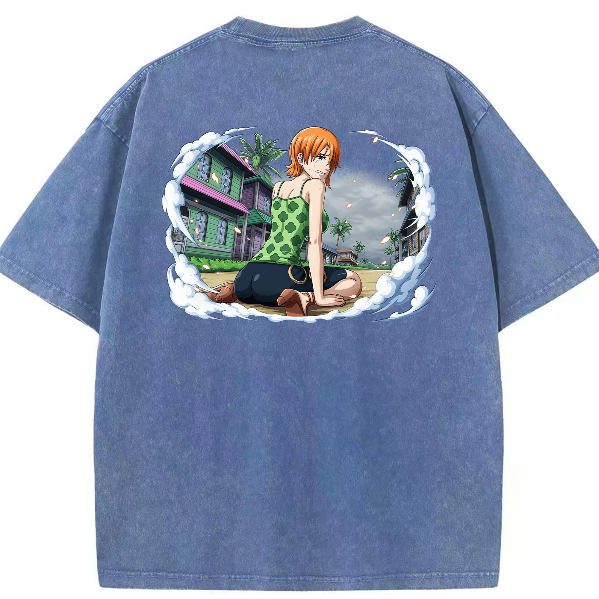 ワンピース ナミ ONE PIECE Nami 綿100% ヴィンテージ風 半袖Tシャツ（背面プリント）