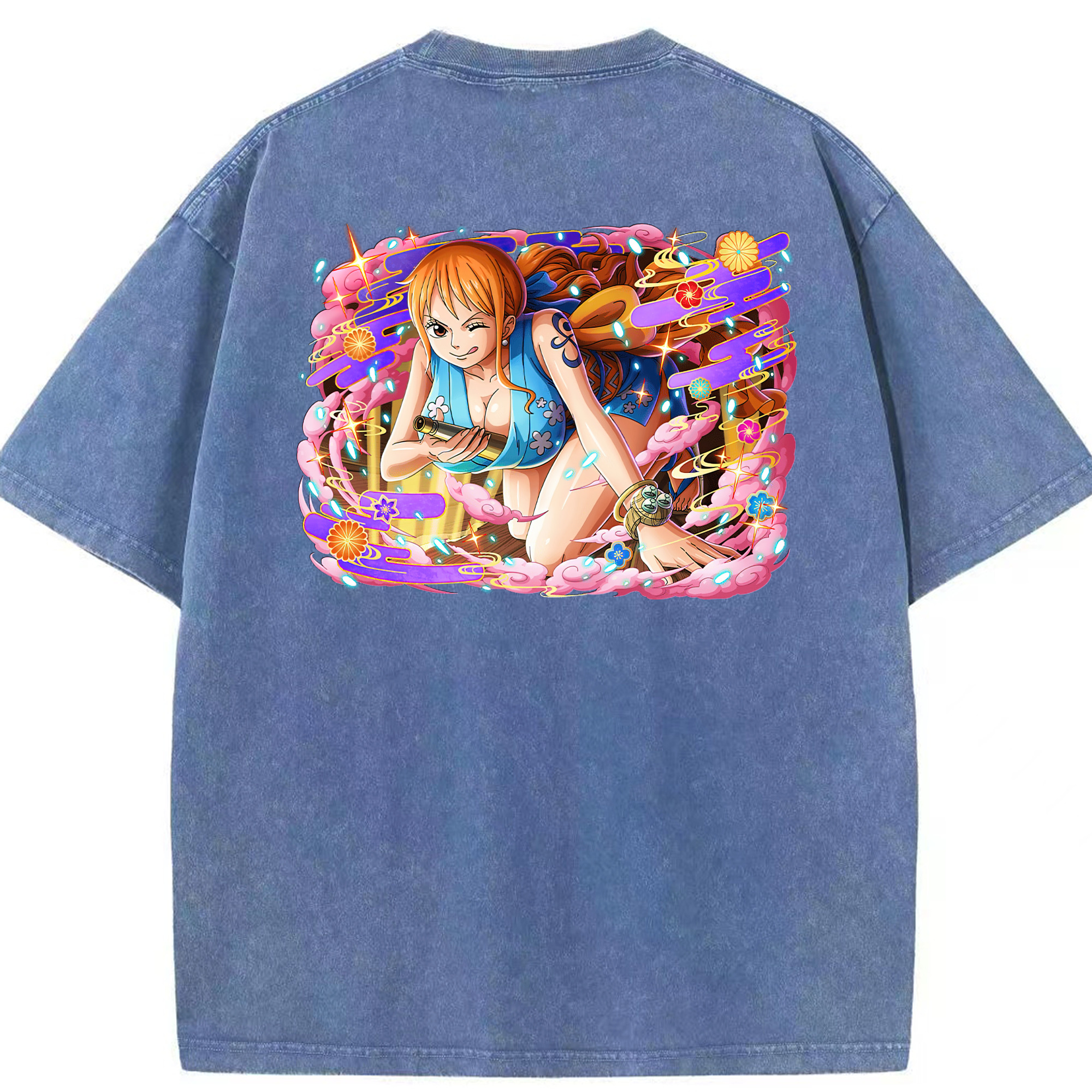 ワンピース ナミ ONE PIECE Nami 綿100% ヴィンテージ風 半袖Tシャツ（背面プリント）