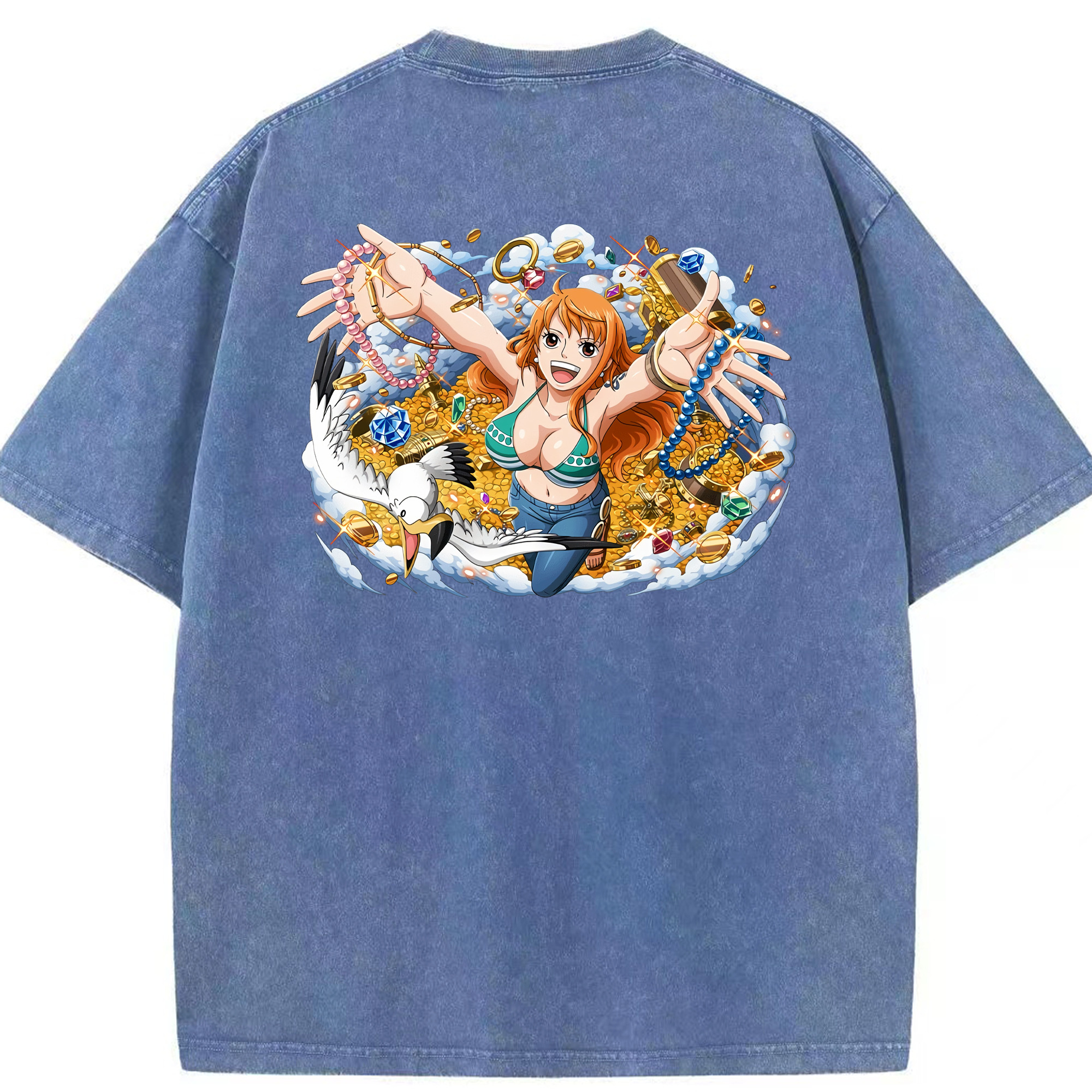 ワンピース ナミ ONE PIECE Nami 綿100% ヴィンテージ風 半袖Tシャツ（背面プリント）