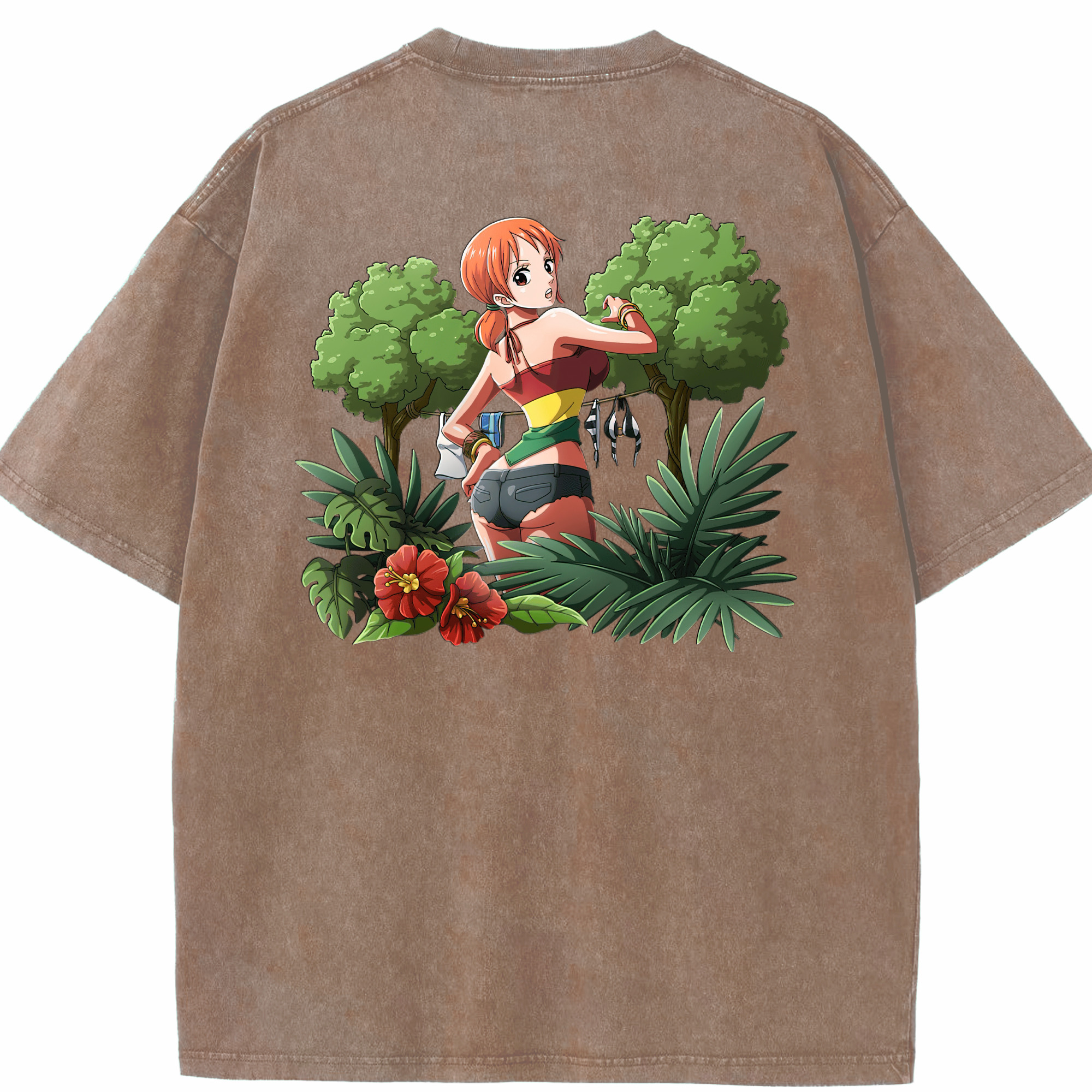 ワンピース ナミ ONE PIECE Nami 綿100% ヴィンテージ風 半袖Tシャツ（背面プリント）