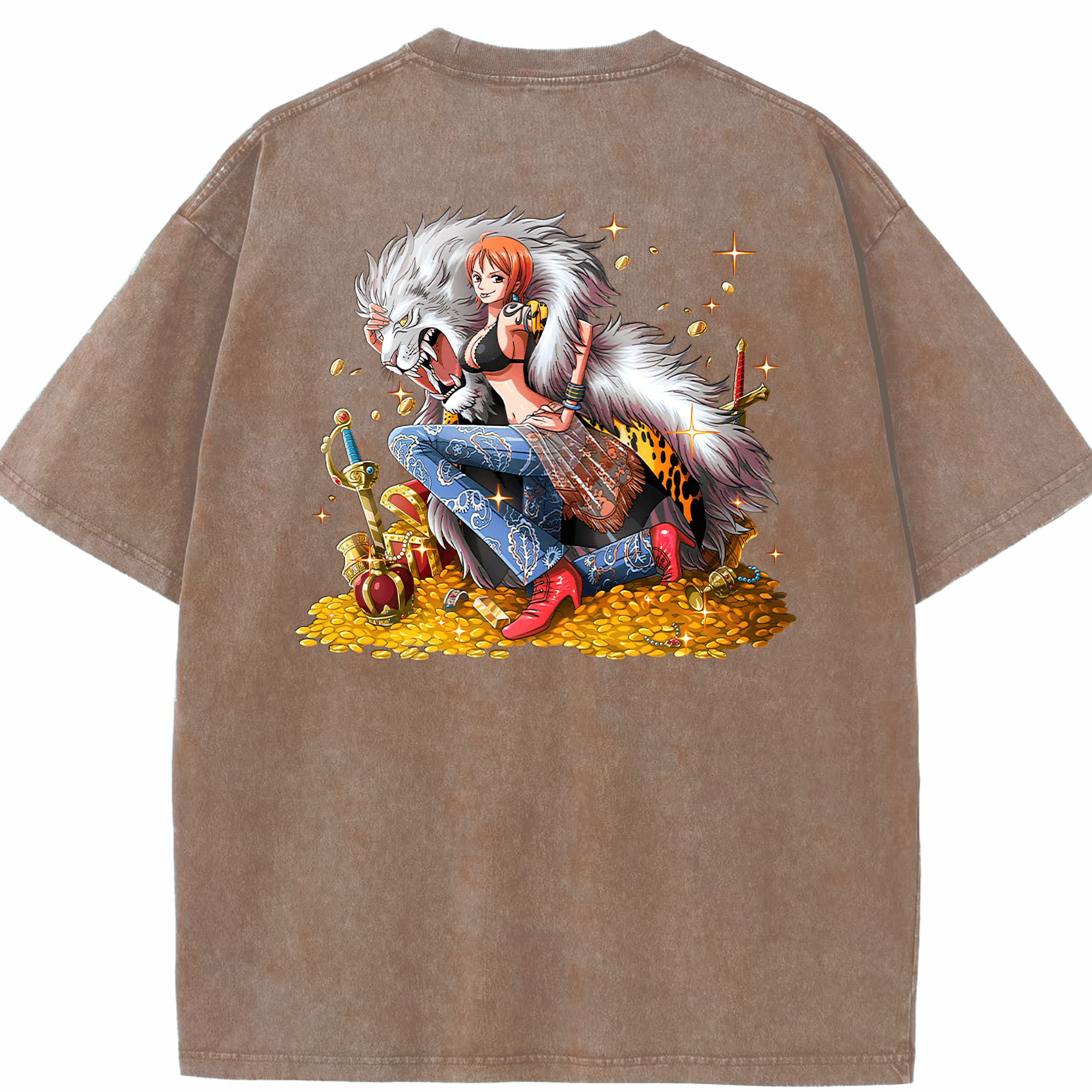 ワンピース ナミ ONE PIECE Nami 綿100% ヴィンテージ風 半袖Tシャツ（背面プリント）