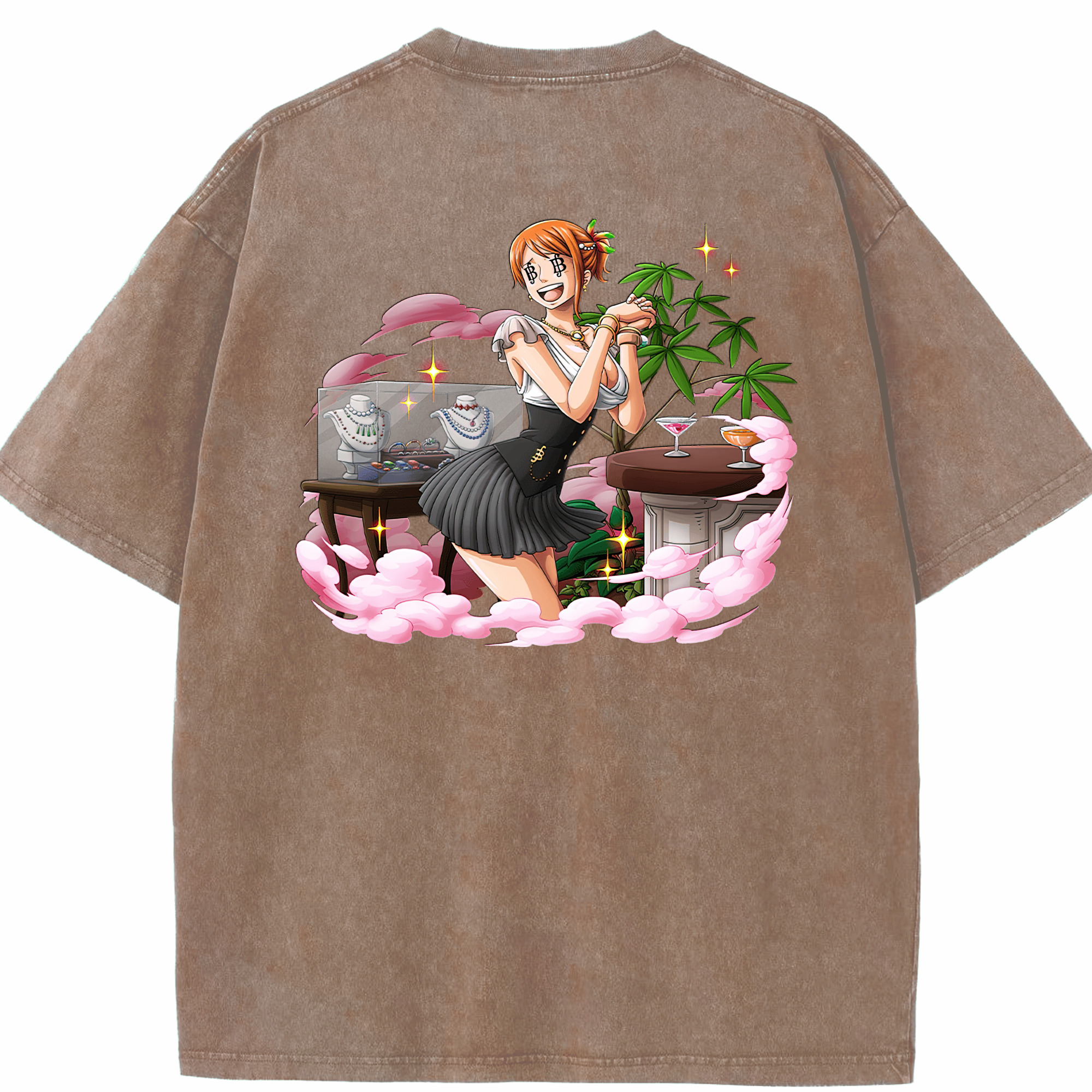 ワンピース ナミ ONE PIECE Nami 綿100% ヴィンテージ風 半袖Tシャツ（背面プリント）