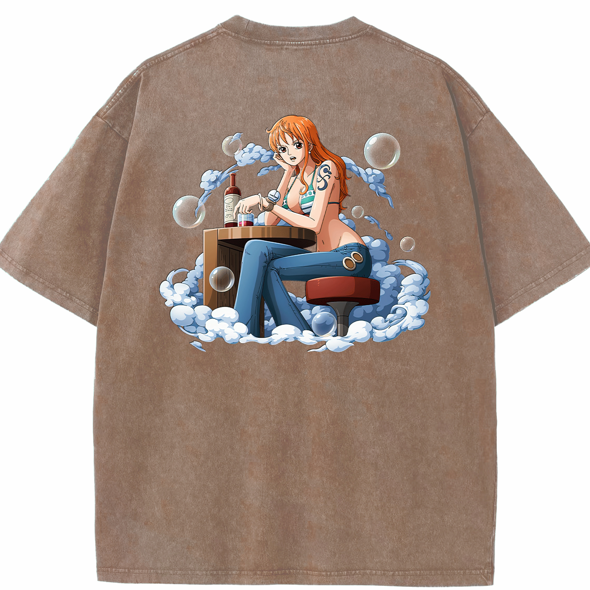 ワンピース ナミ ONE PIECE Nami 綿100% ヴィンテージ風 半袖Tシャツ（背面プリント）