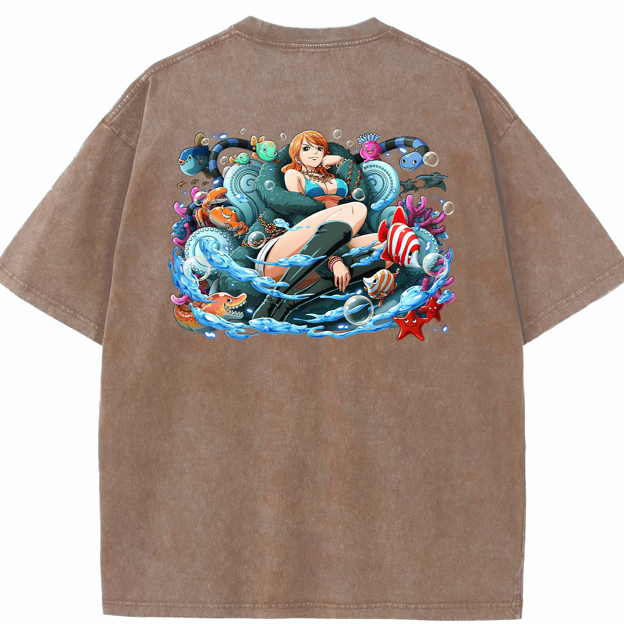 ワンピース ナミ ONE PIECE Nami 綿100% ヴィンテージ風 半袖Tシャツ（背面プリント）