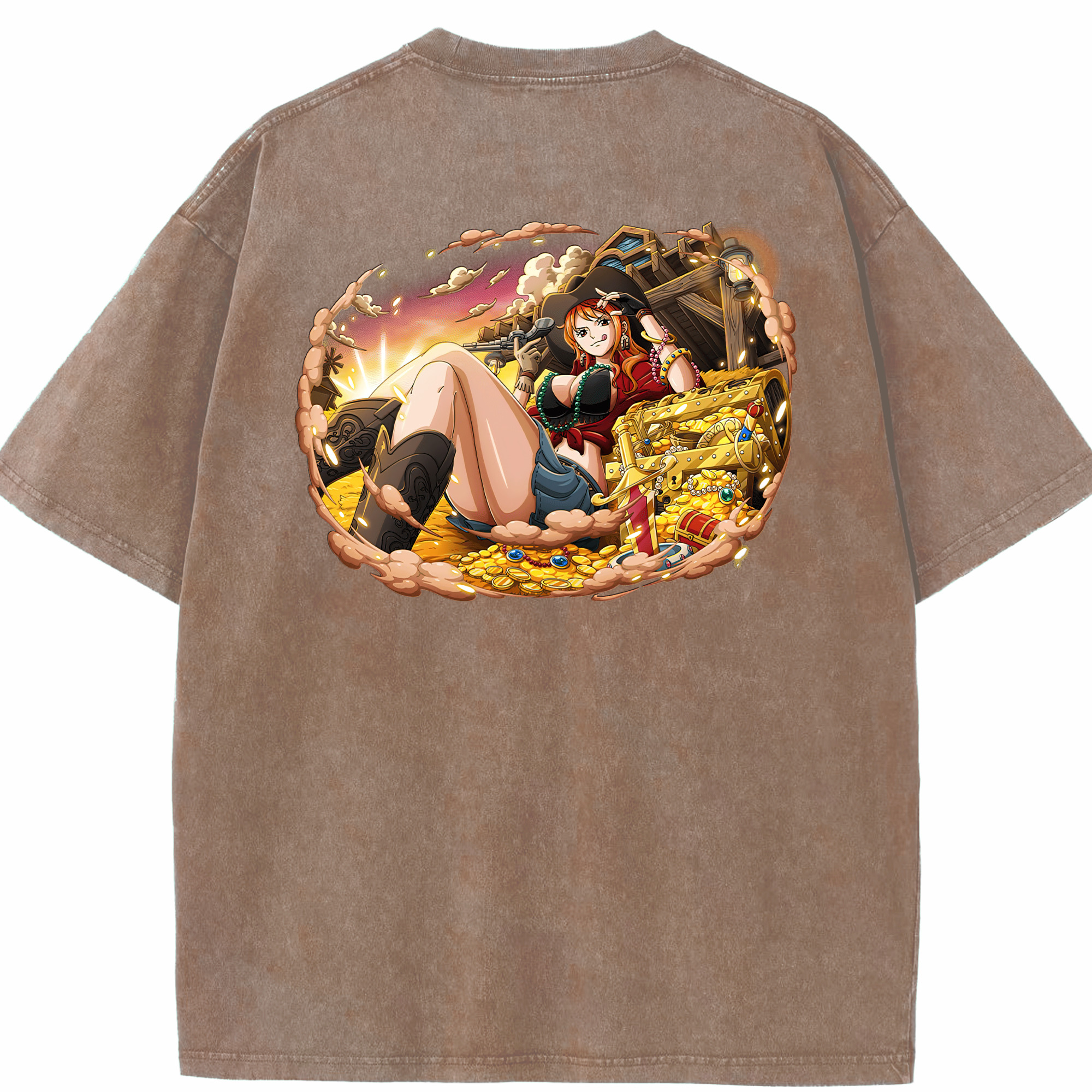 ワンピース ナミ ONE PIECE Nami 綿100% ヴィンテージ風 半袖Tシャツ（背面プリント）