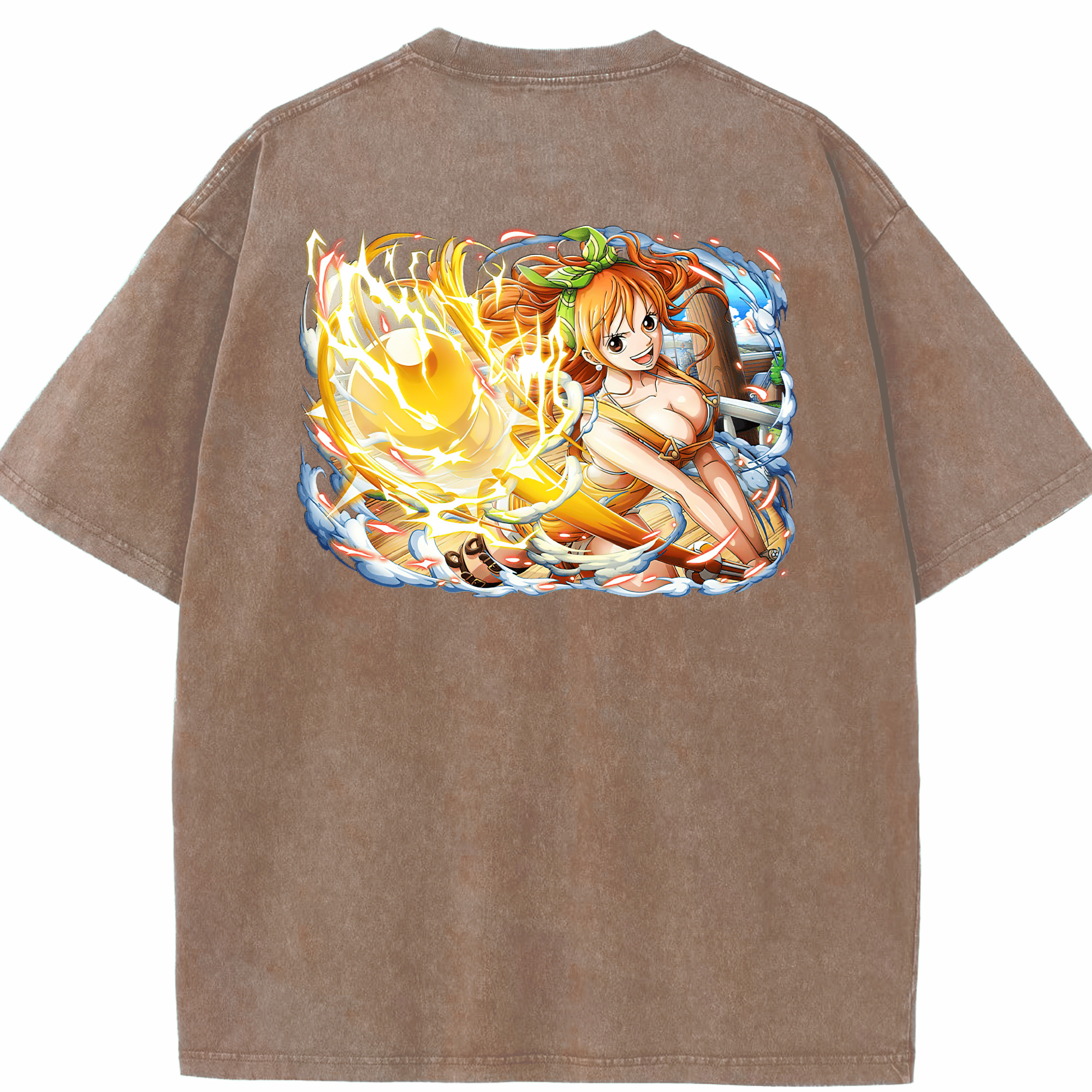 ワンピース ナミ ONE PIECE Nami 綿100% ヴィンテージ風 半袖Tシャツ（背面プリント）