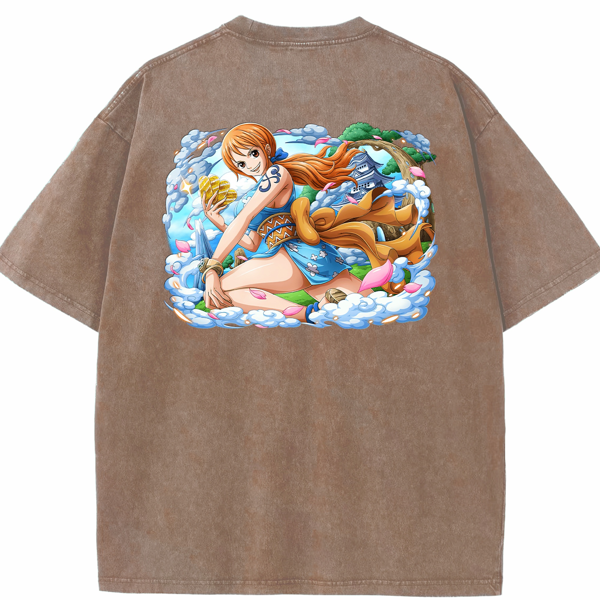 ワンピース ナミ ONE PIECE Nami 綿100% ヴィンテージ風 半袖Tシャツ（背面プリント）