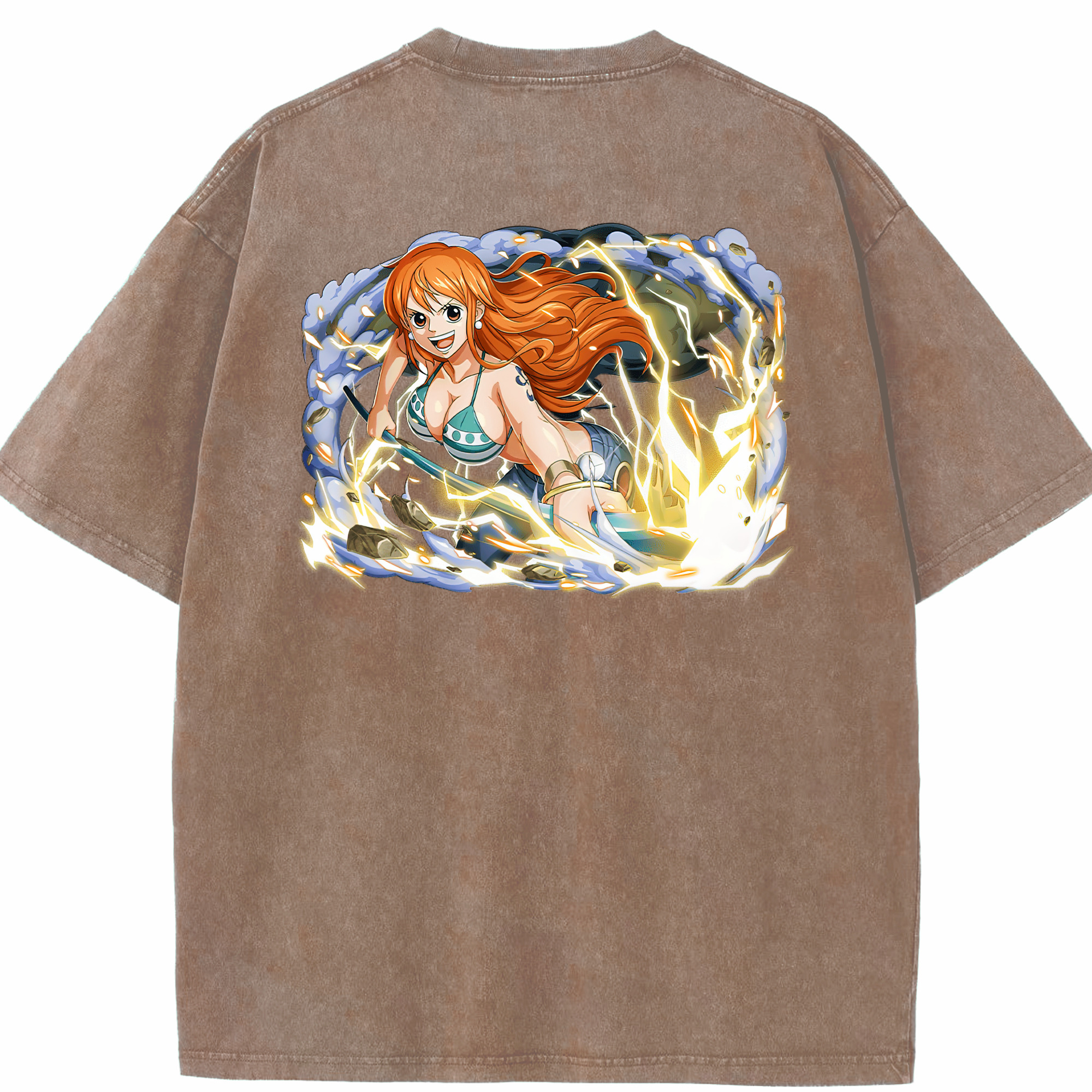 ワンピース ナミ ONE PIECE Nami 綿100% ヴィンテージ風 半袖Tシャツ（背面プリント）