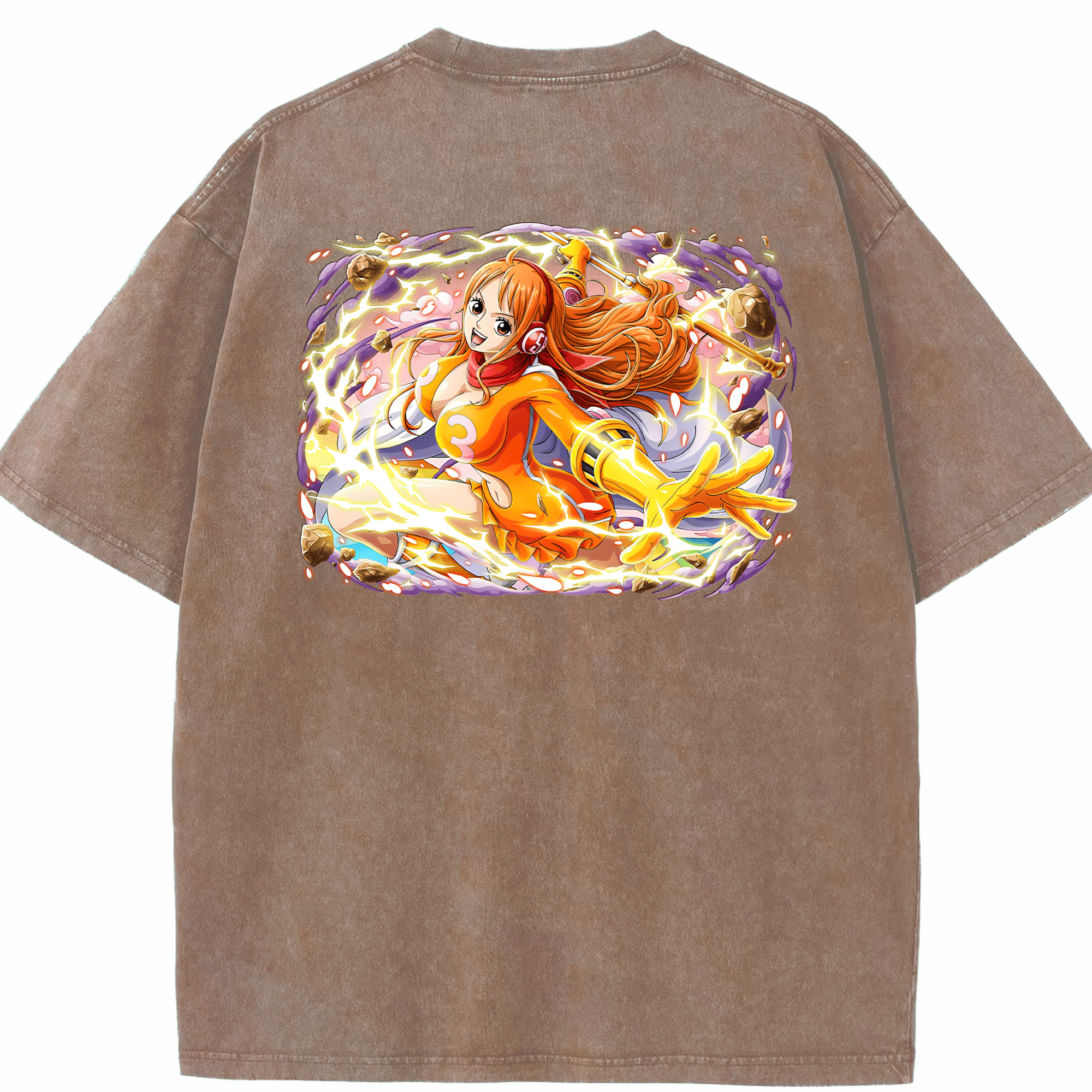 ワンピース ナミ ONE PIECE Nami 綿100% ヴィンテージ風 半袖Tシャツ（背面プリント）