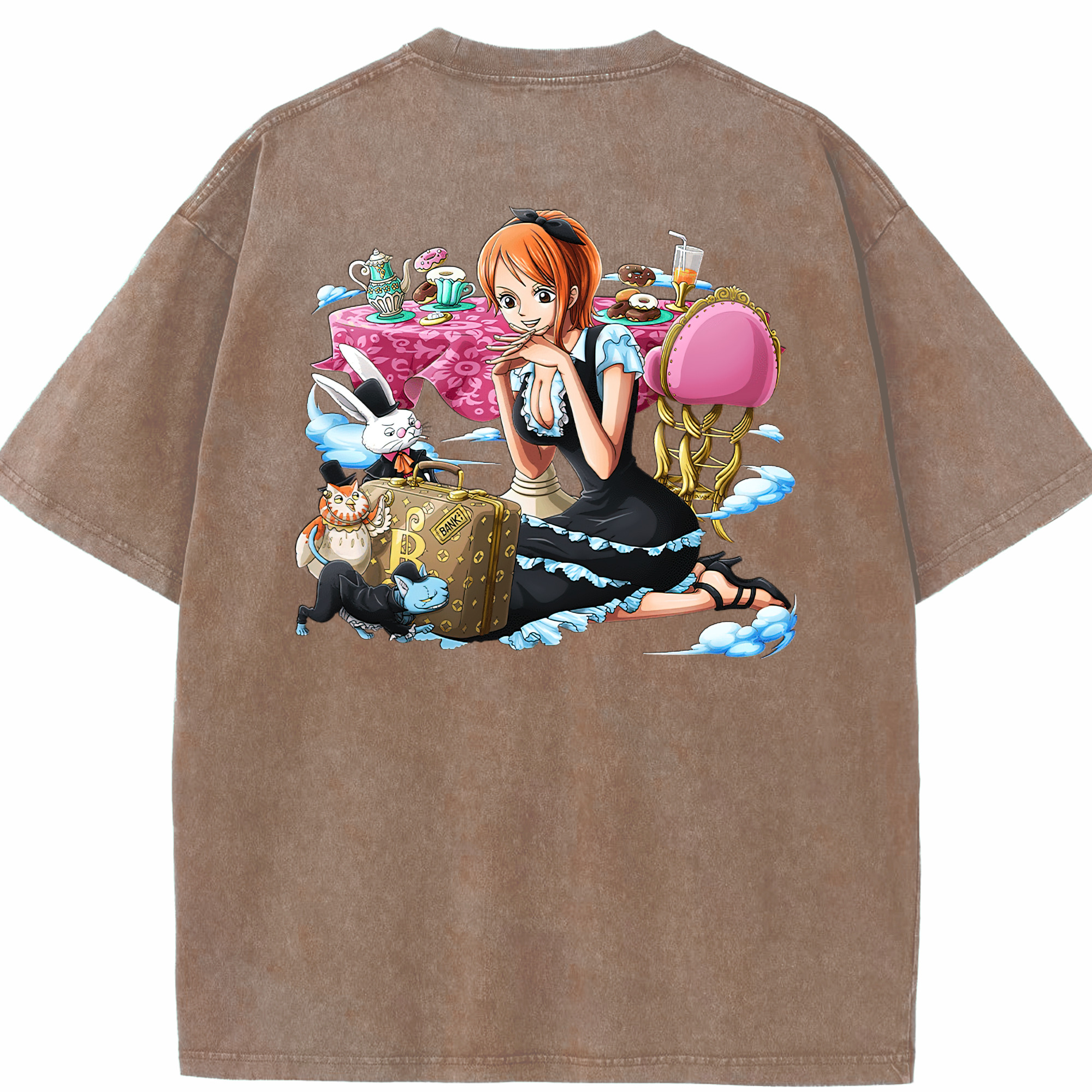ワンピース ナミ ONE PIECE Nami 綿100% ヴィンテージ風 半袖Tシャツ（背面プリント）