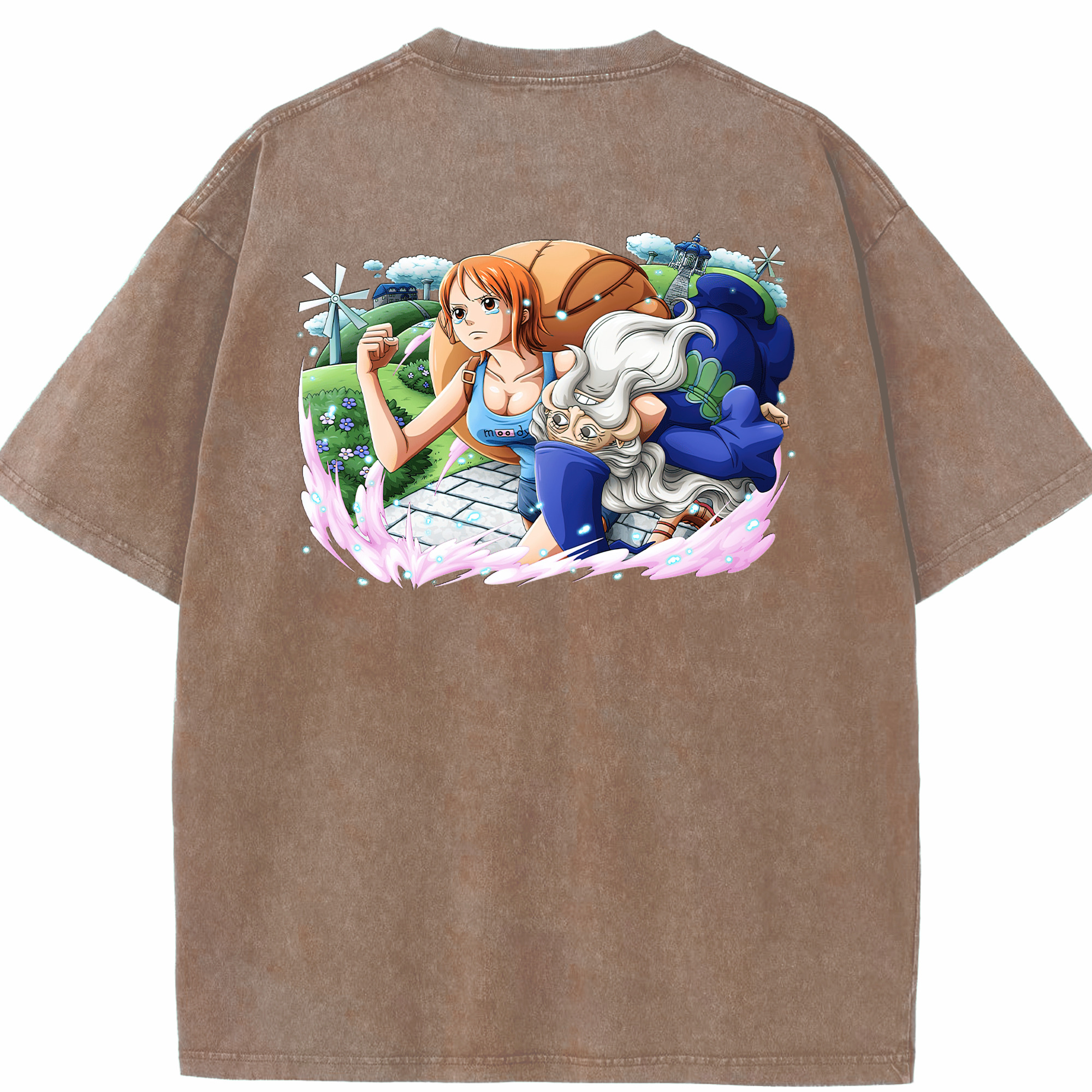 ワンピース ナミ ONE PIECE Nami 綿100% ヴィンテージ風 半袖Tシャツ（背面プリント）