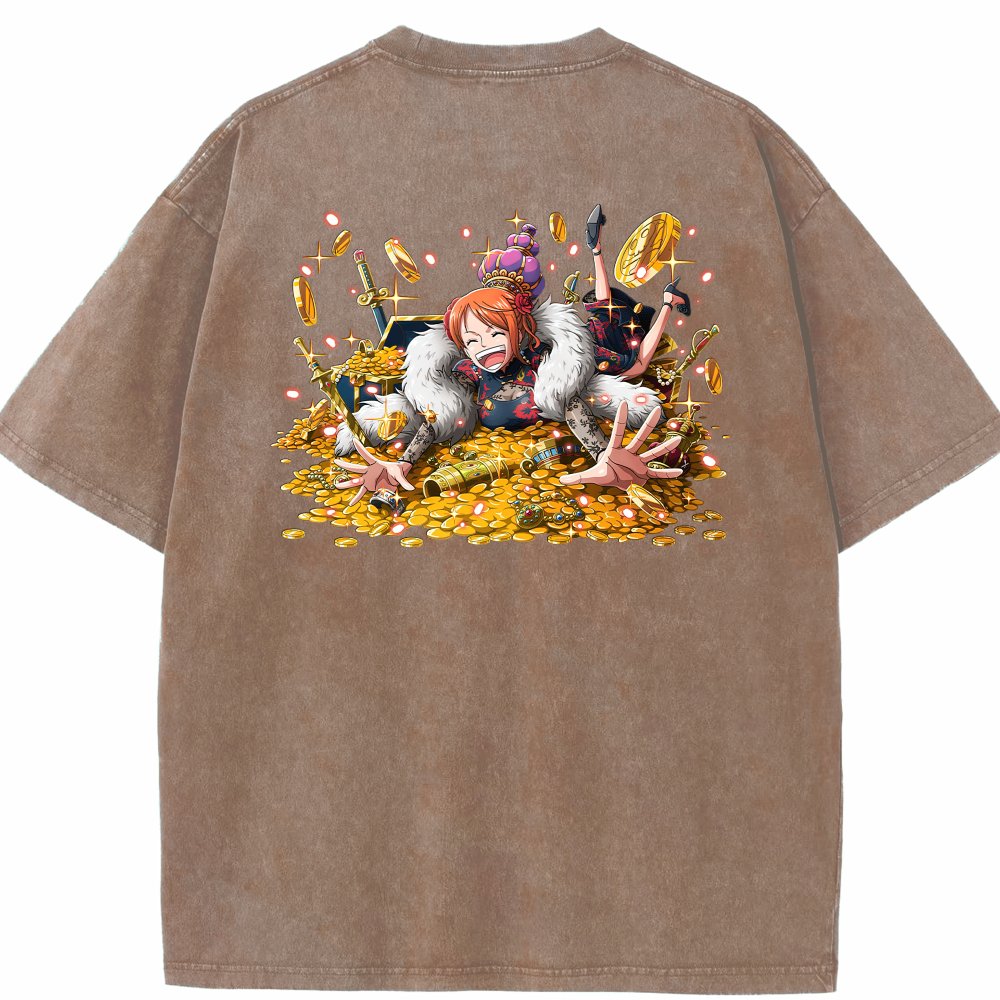 ワンピース ナミ ONE PIECE Nami 綿100% ヴィンテージ風 半袖Tシャツ（背面プリント）