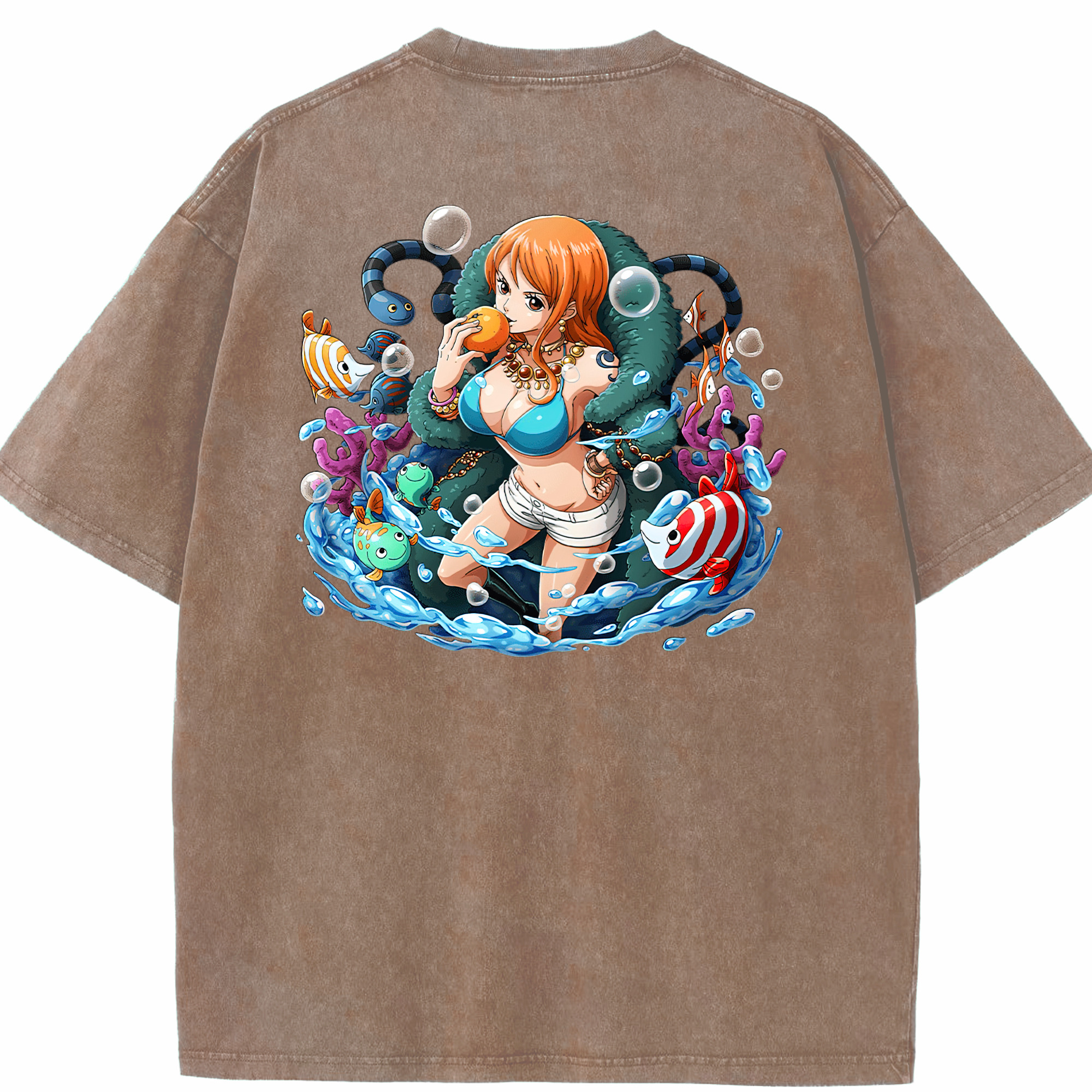 ワンピース ナミ ONE PIECE Nami 綿100% ヴィンテージ風 半袖Tシャツ（背面プリント）