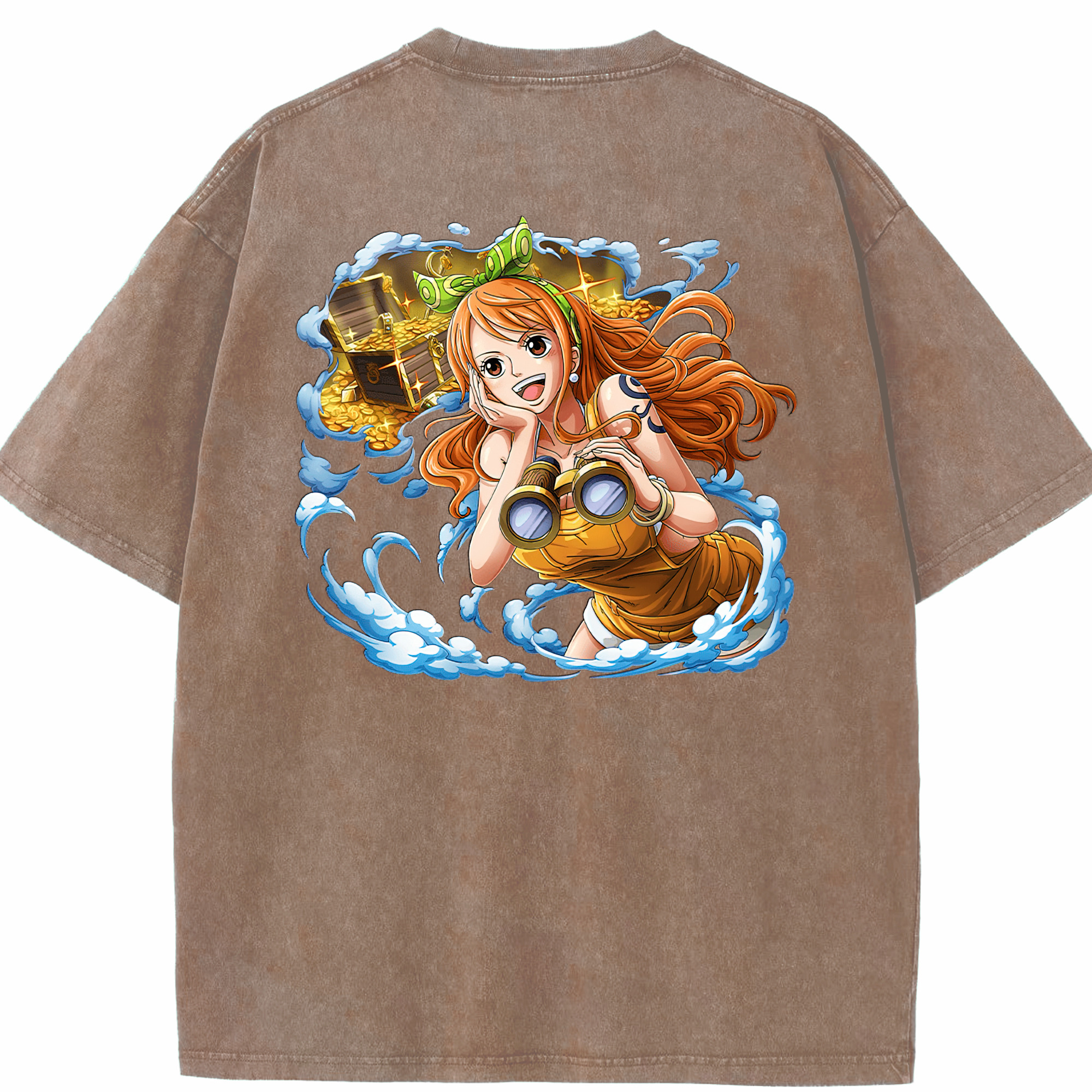 ワンピース ナミ ONE PIECE Nami 綿100% ヴィンテージ風 半袖Tシャツ（背面プリント）