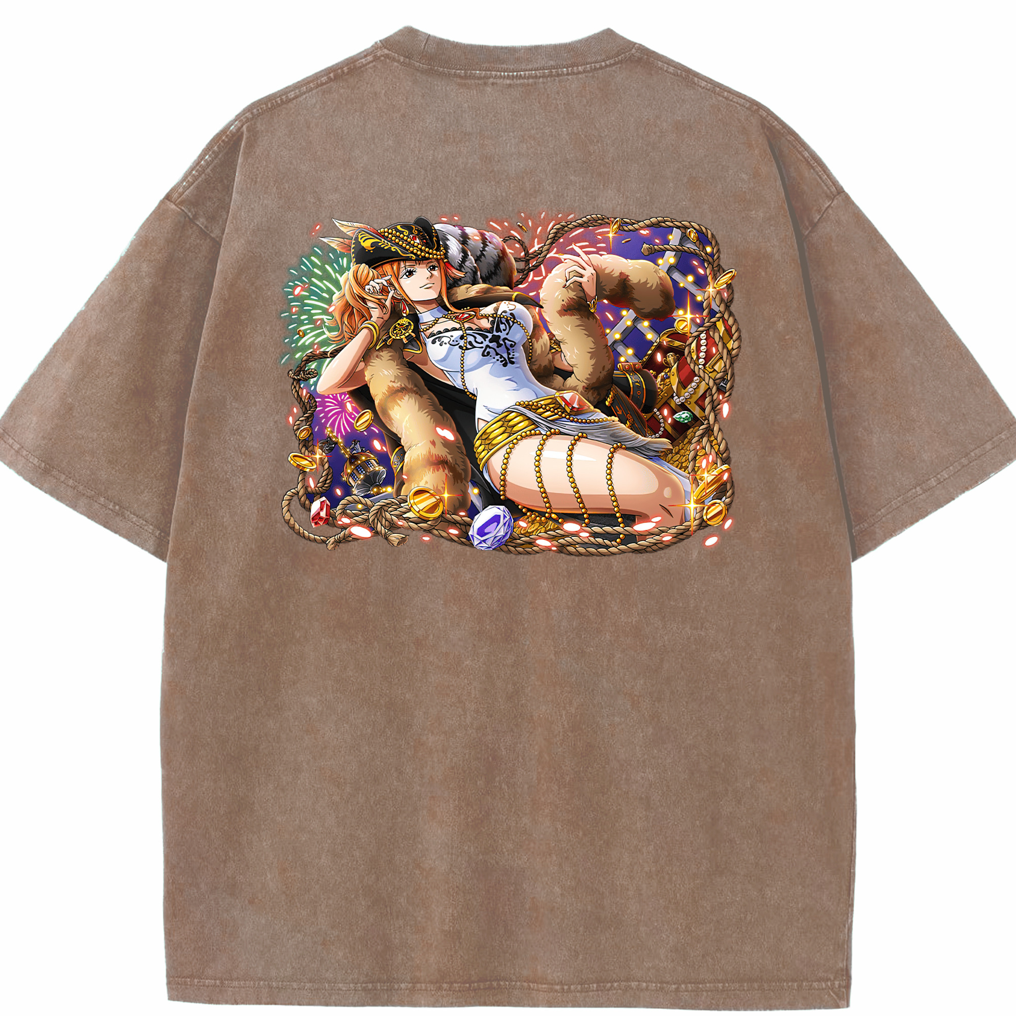 ワンピース ナミ ONE PIECE Nami 綿100% ヴィンテージ風 半袖Tシャツ（背面プリント）