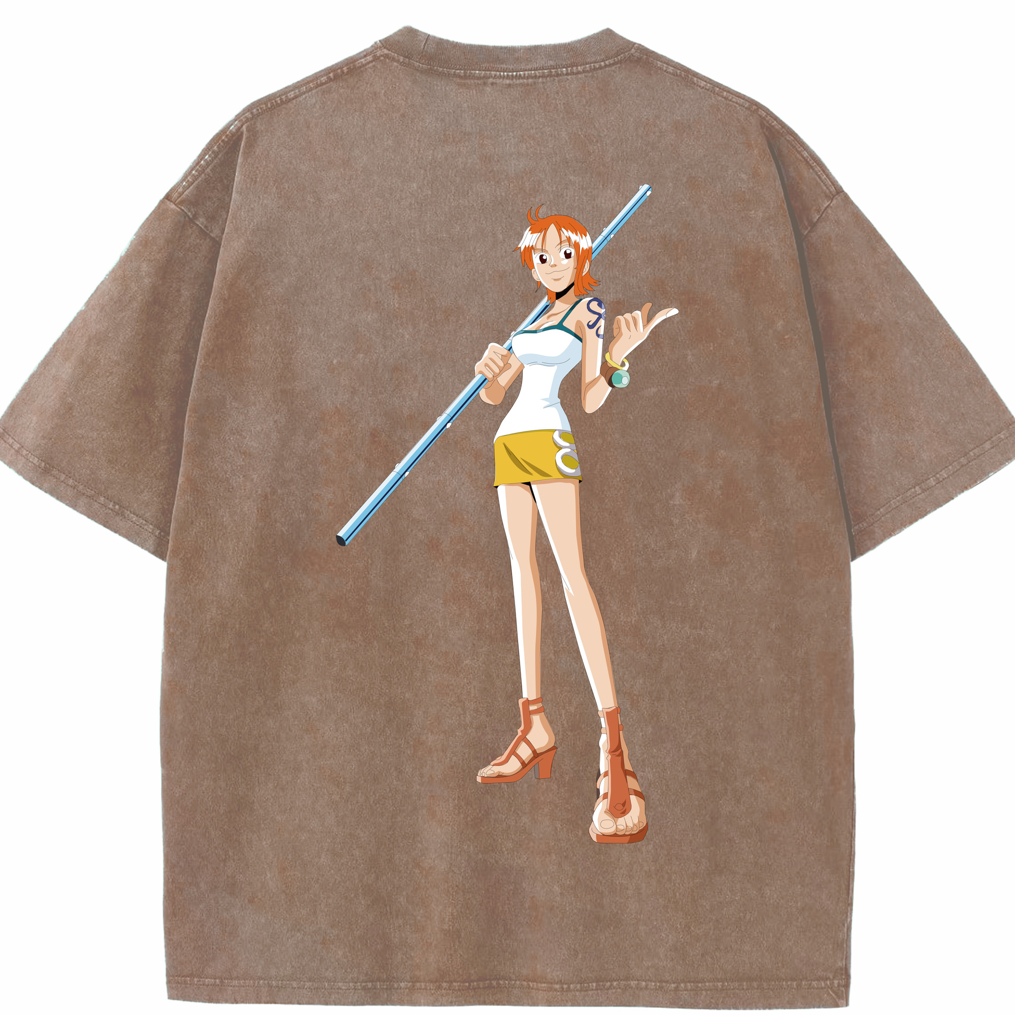 ワンピース ナミ ONE PIECE Nami 綿100% ヴィンテージ風 半袖Tシャツ（背面プリント）