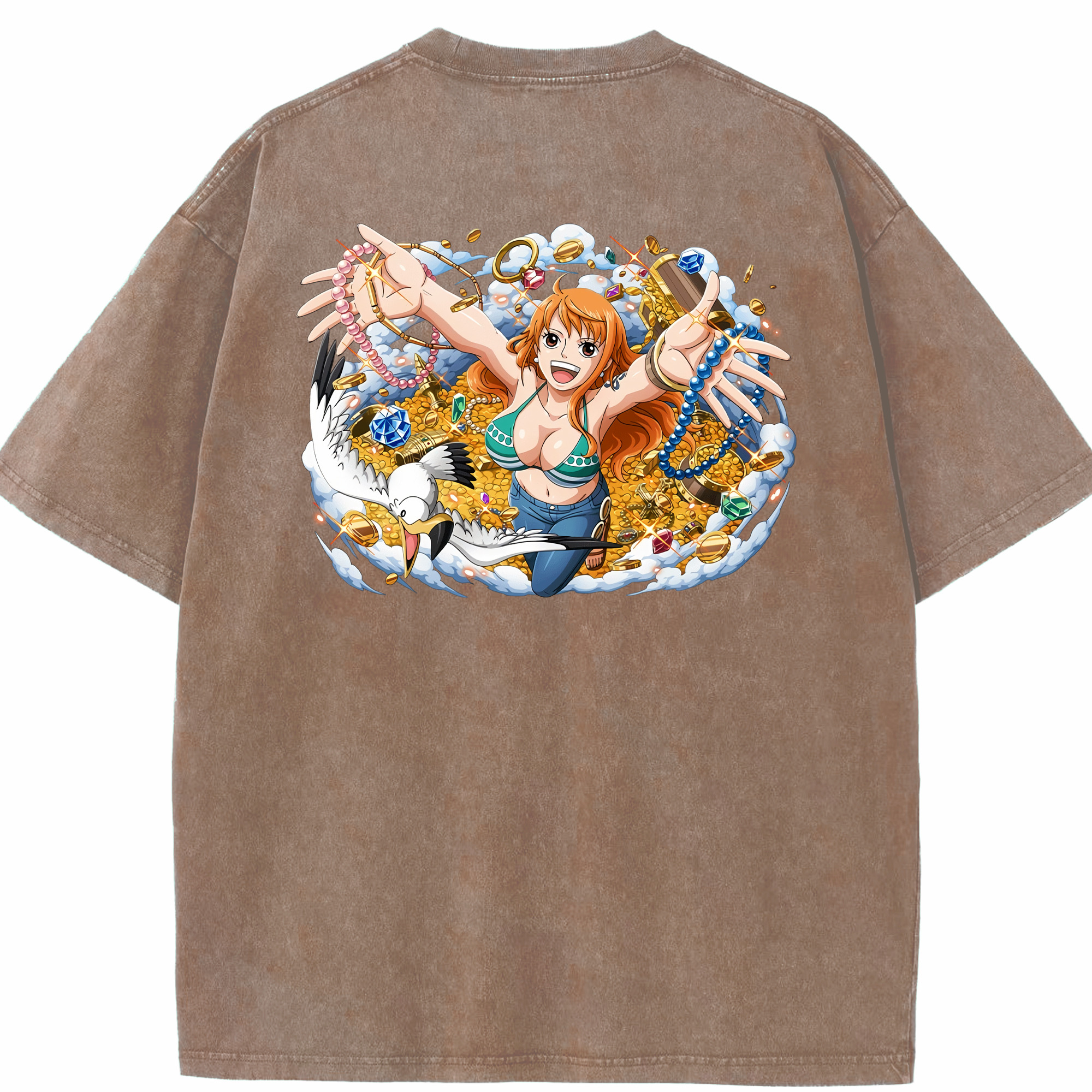 ワンピース ナミ ONE PIECE Nami 綿100% ヴィンテージ風 半袖Tシャツ（背面プリント）